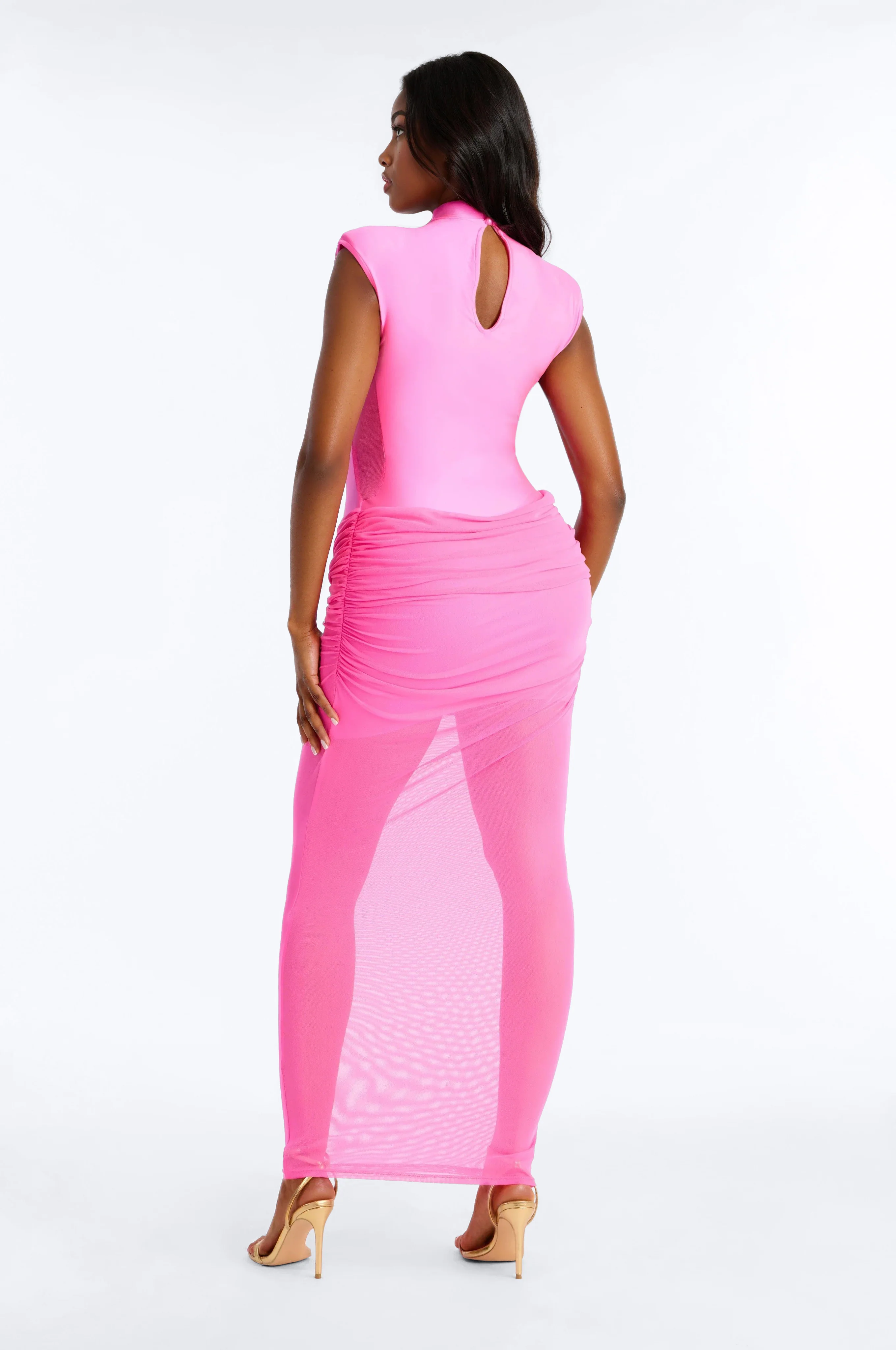 Run Wild Drape Maxi Dress - Neon Pink - Image 5