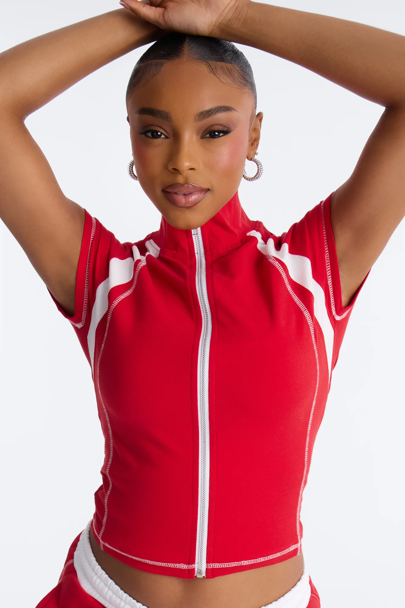 Running The Game Zip Front Short Set - Red - Image 3