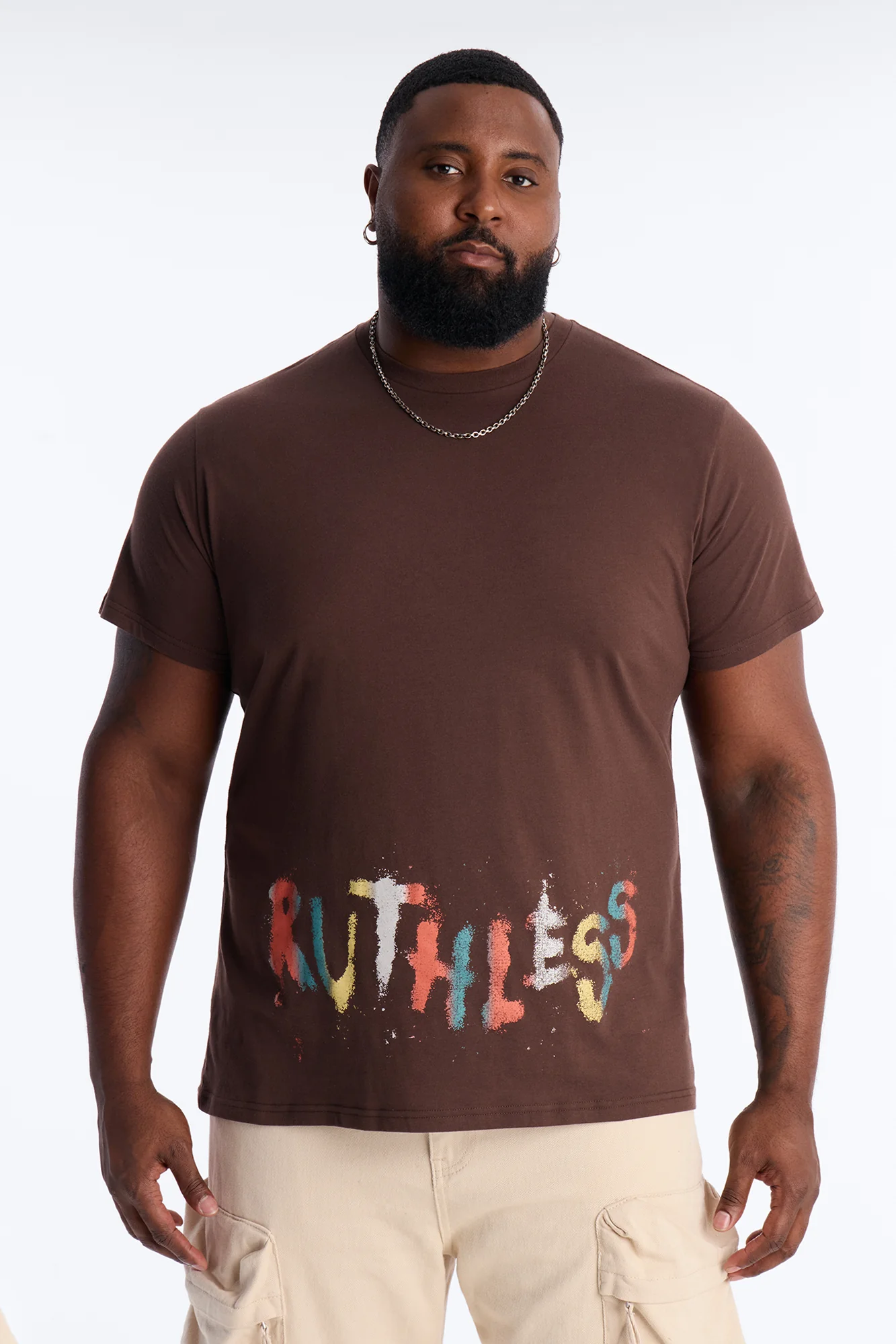 Ruthless Graffiti Graphic Short Sleeve Tee - Chocolate - Image 4