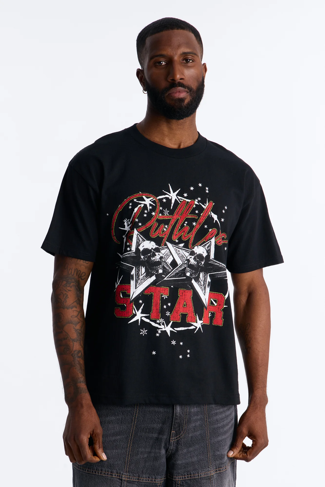 Ruthless Star Boxy Short Sleeve Tee - Black