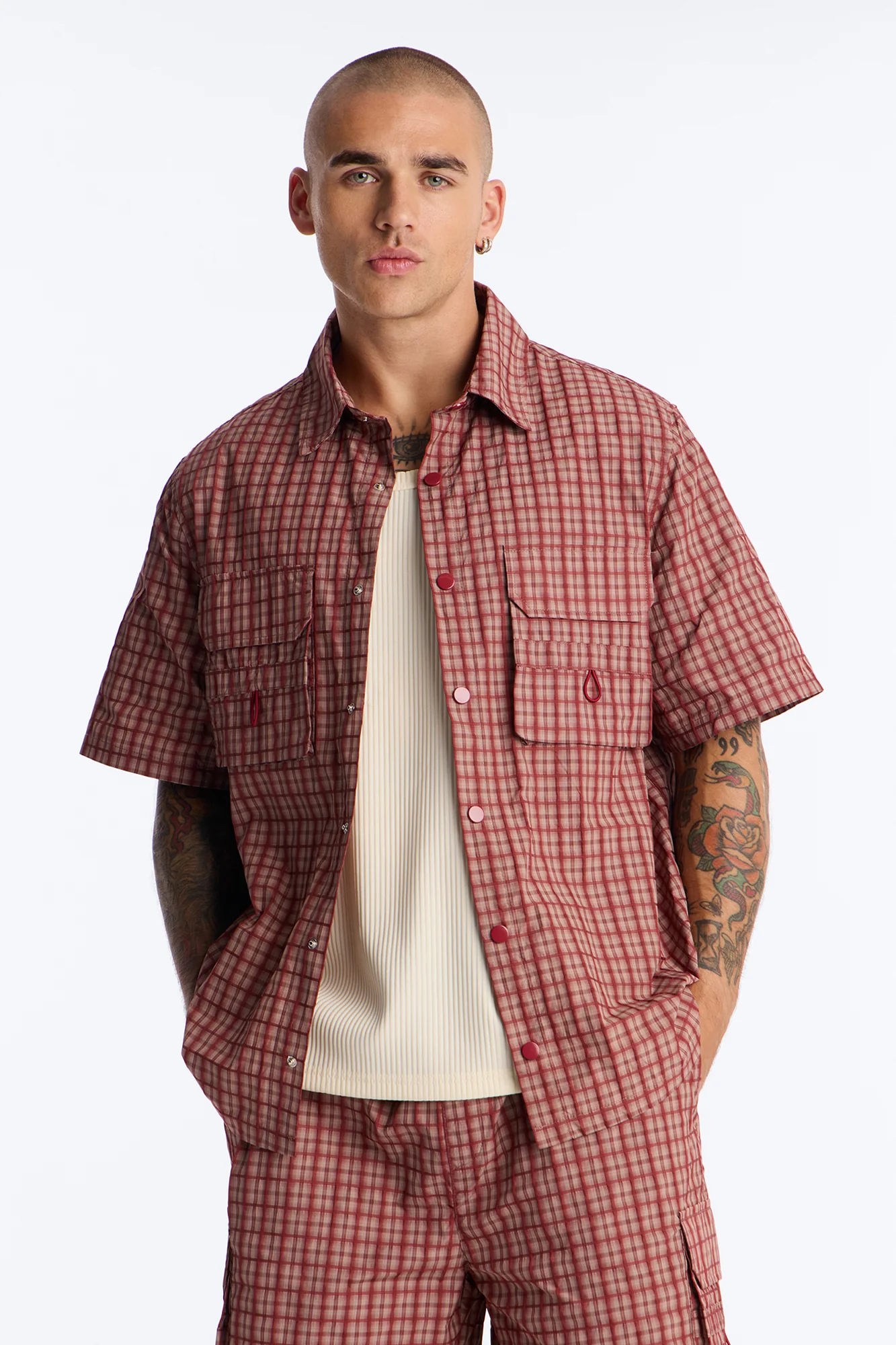 Ryder Plaid Button Up Shirt - Red/combo