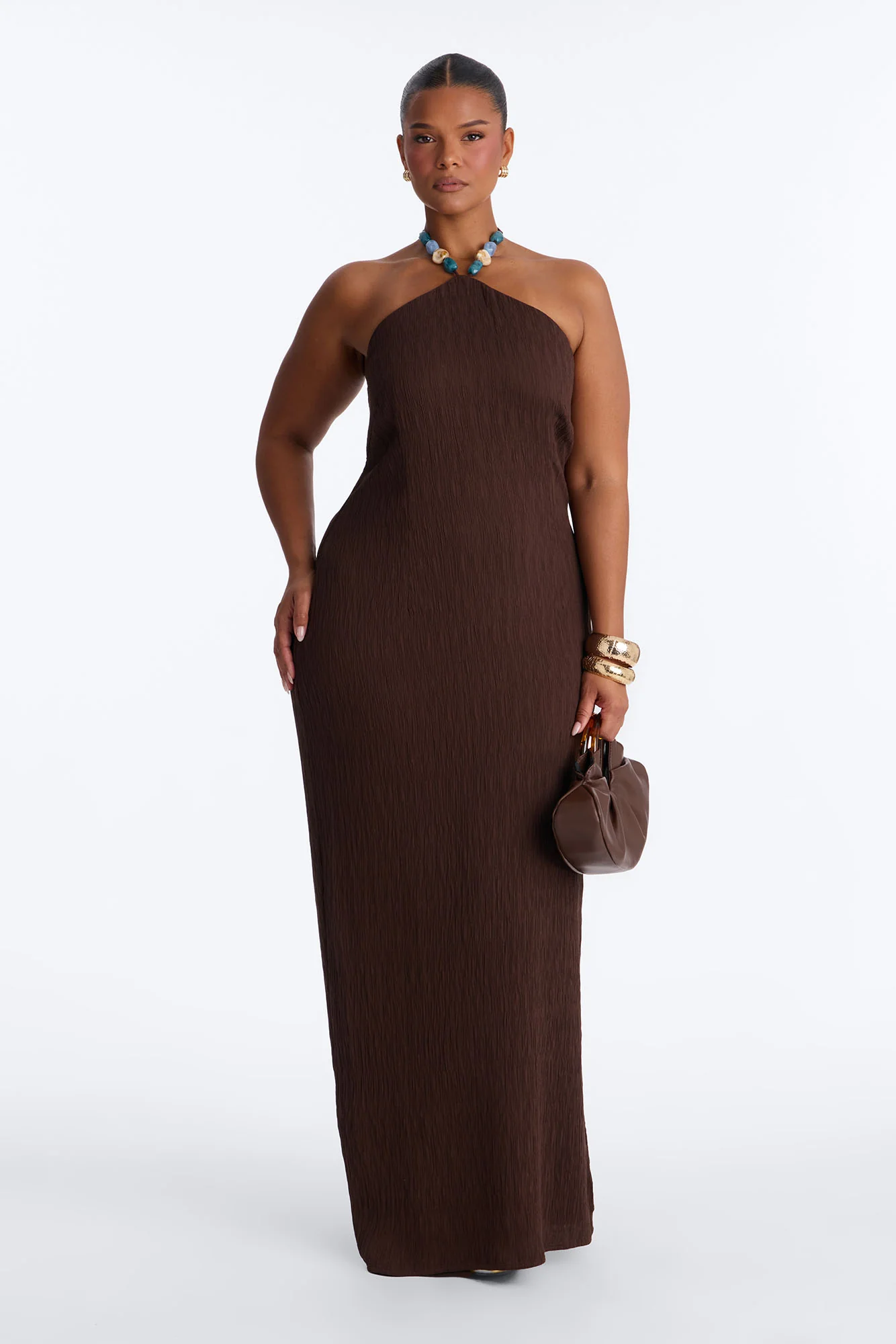 Rylee Halter Maxi Dress - Chocolate - Image 5