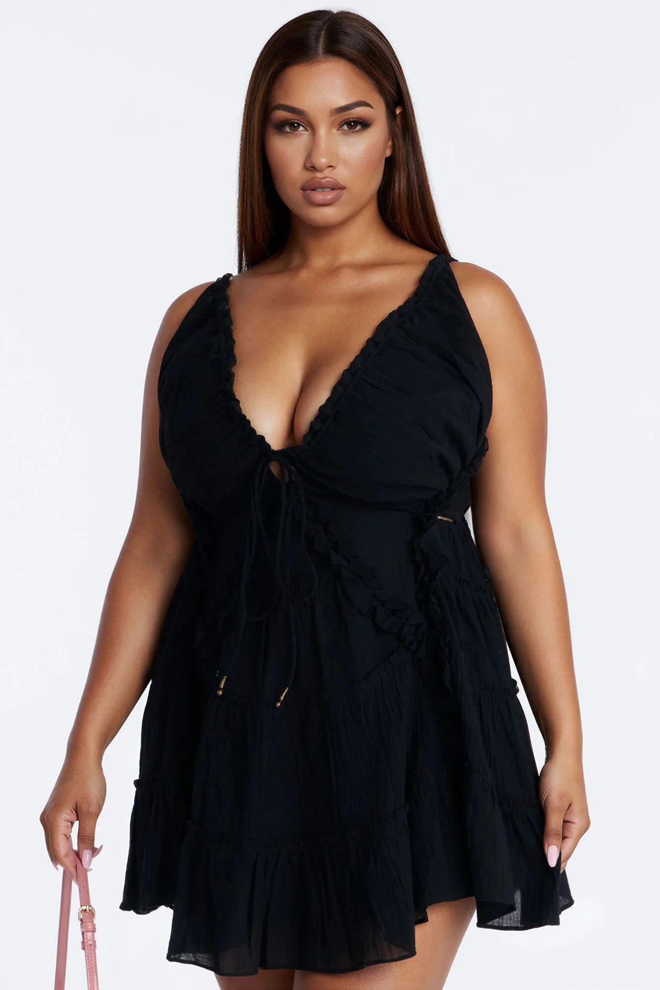 Rylee Ruffle Mini Dress - Black - Image 6