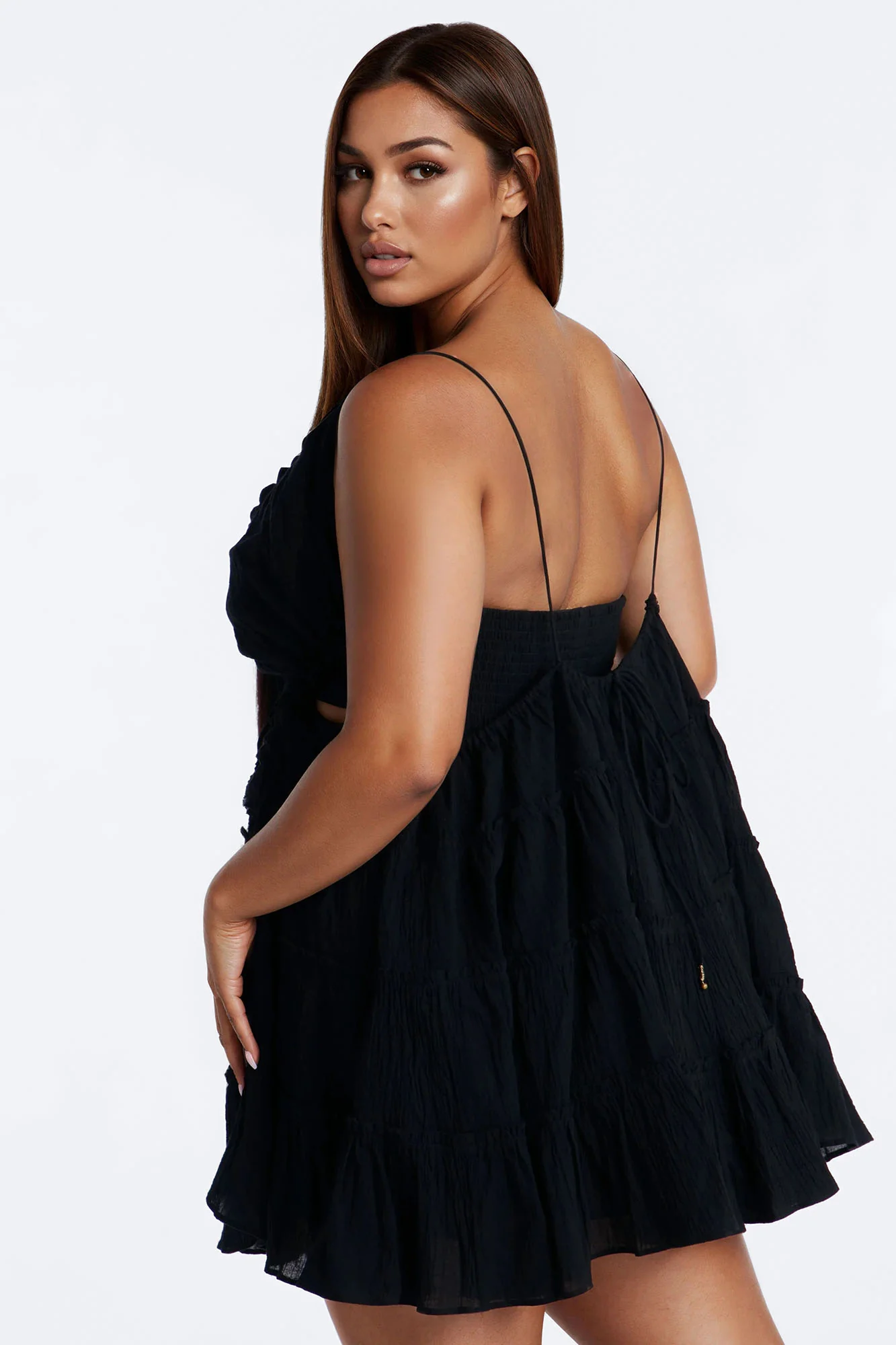 Rylee Ruffle Mini Dress - Black - Image 8