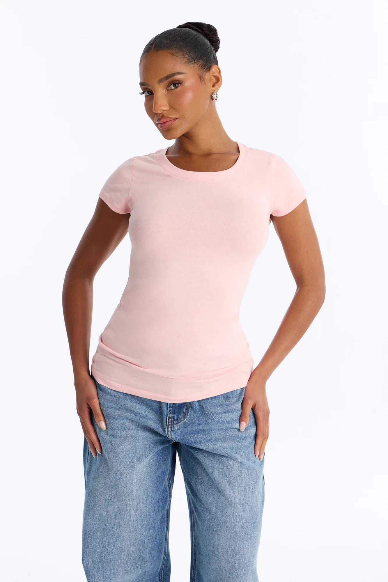 Sabrina Crew Neck Tee - Light Pink