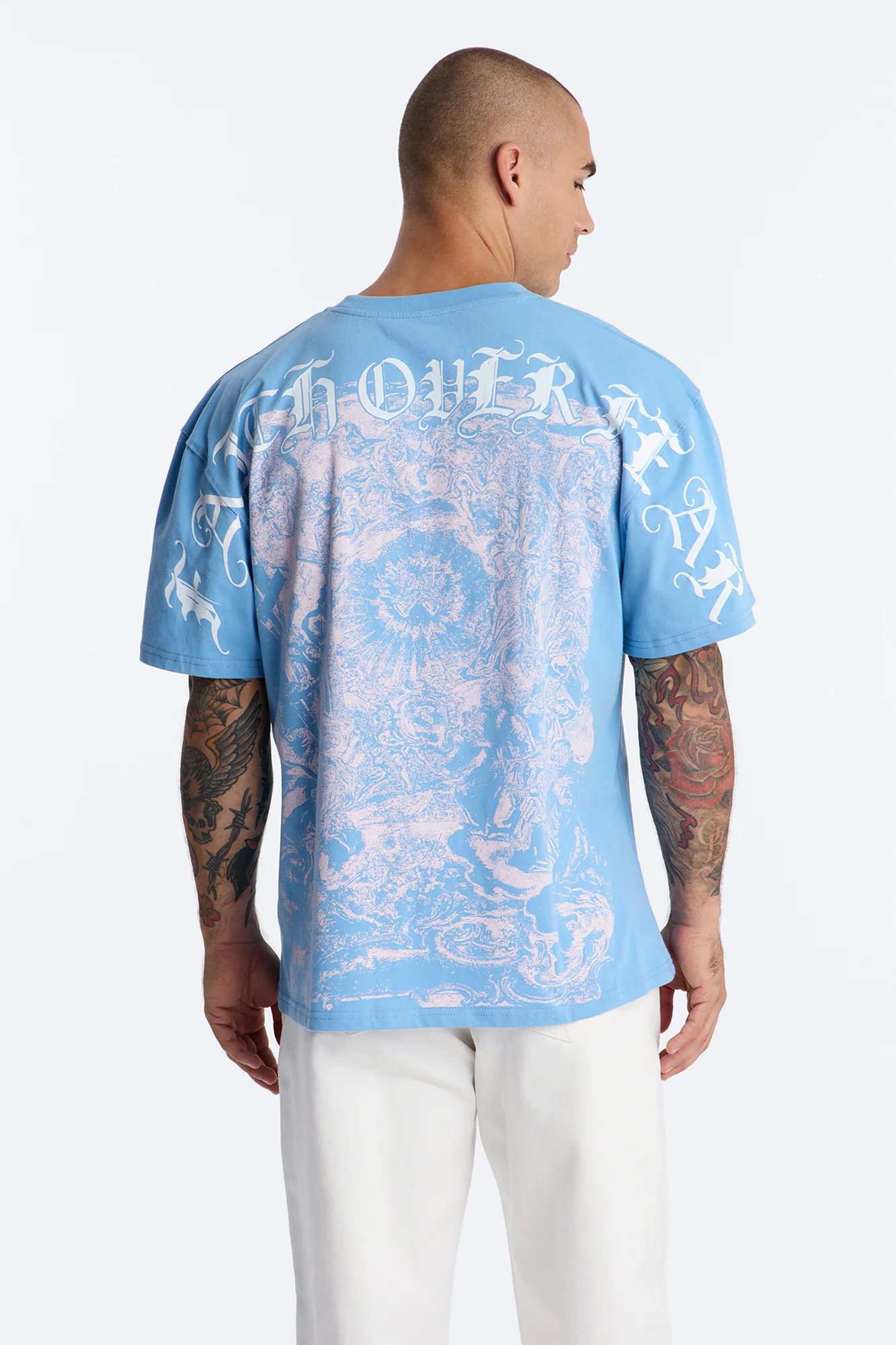Sacred Blessing Oversized Short Sleeve Tee - Blue - Image 4