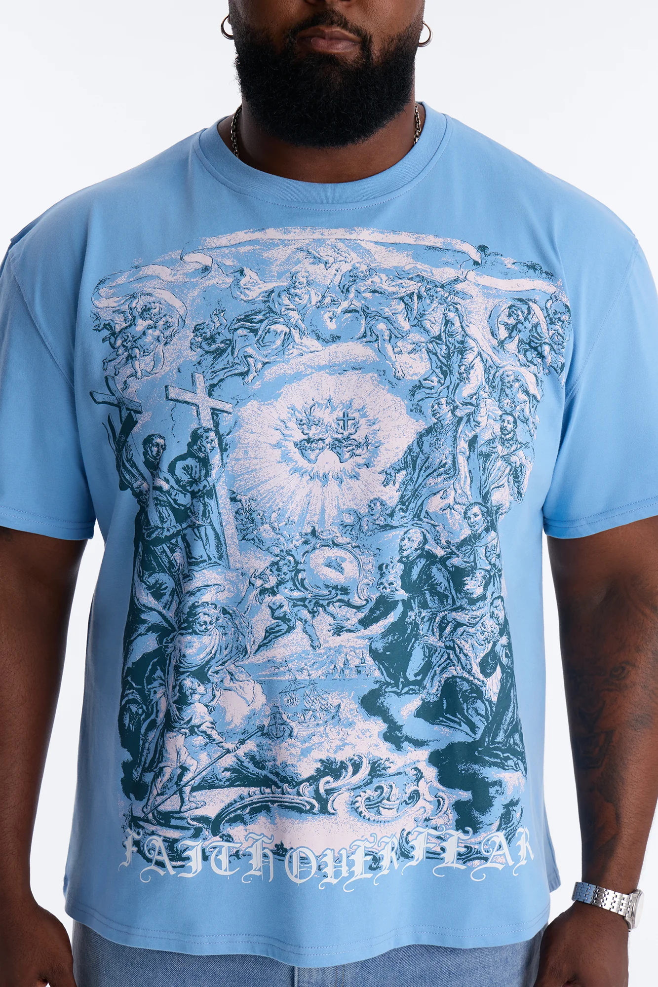 Sacred Blessing Oversized Short Sleeve Tee - Blue - Image 7