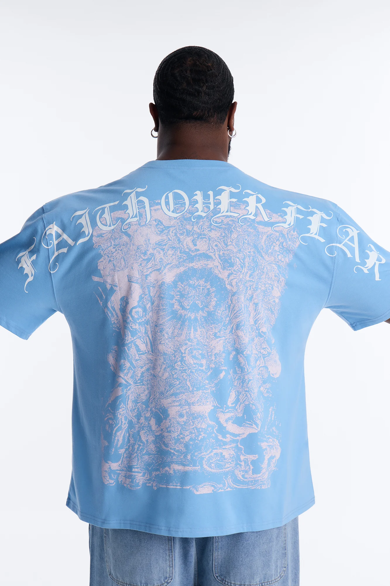 Sacred Blessing Oversized Short Sleeve Tee - Blue - Image 8