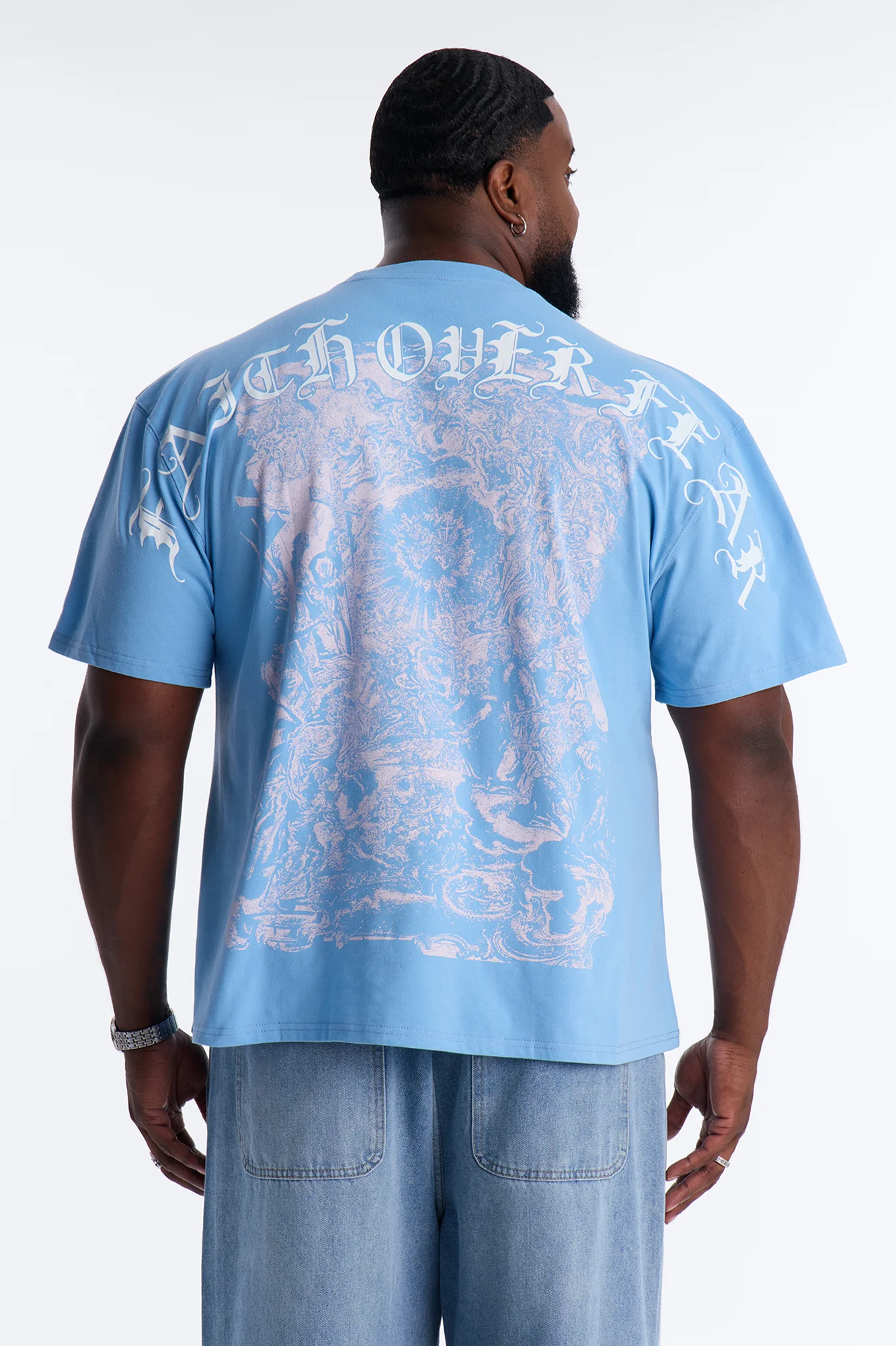 Sacred Blessing Oversized Short Sleeve Tee - Blue - Image 9