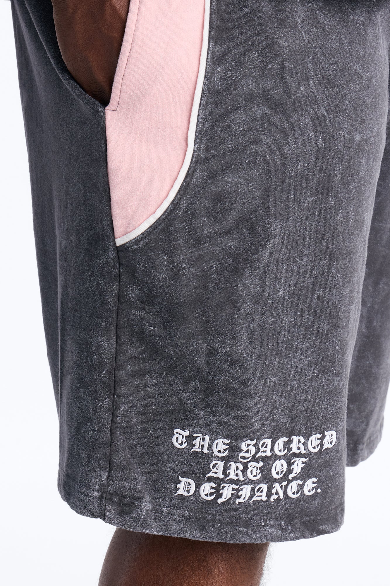 Sacred Embroidery Paneled Sweatshorts - Black - Image 8