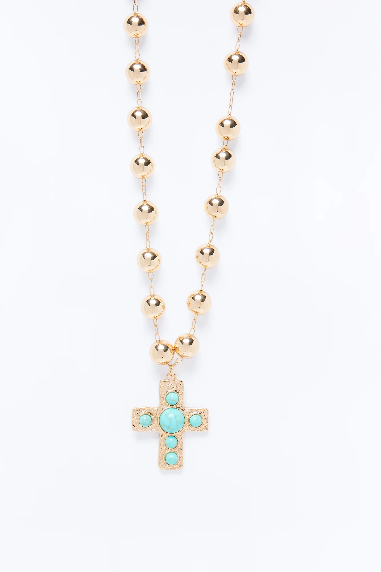 Sacred Grace Cross Pendant Necklace - Turquoise - Image 3