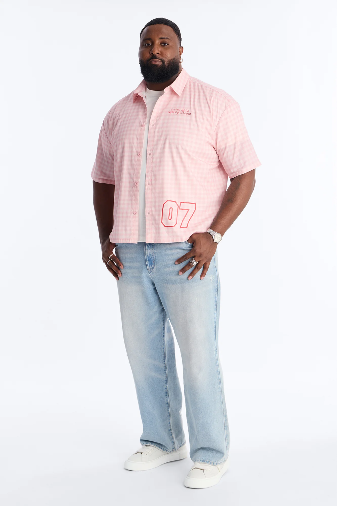 Sacred Star Reflection 07 Button Up Shirt - Pink - Image 7