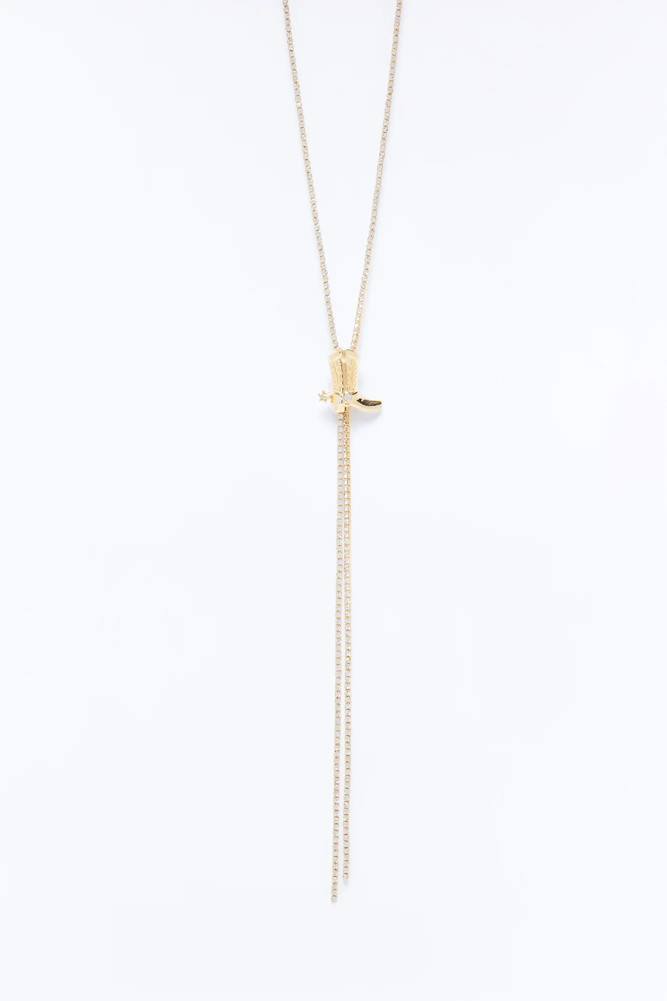 Saddle Up Cowboy Boot Lariat Necklace - Gold - Image 3