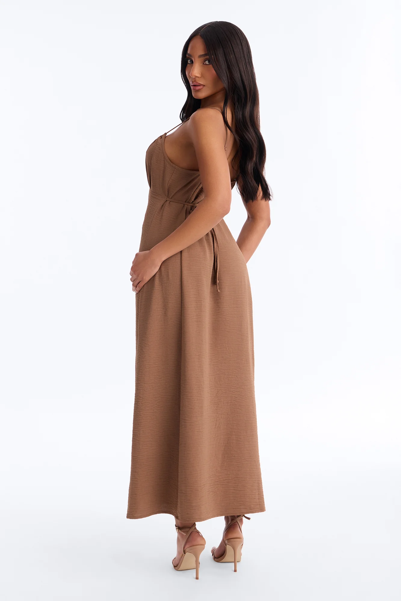 Sadie Sleeveless Airflow Maxi Dress - Brown - Image 4