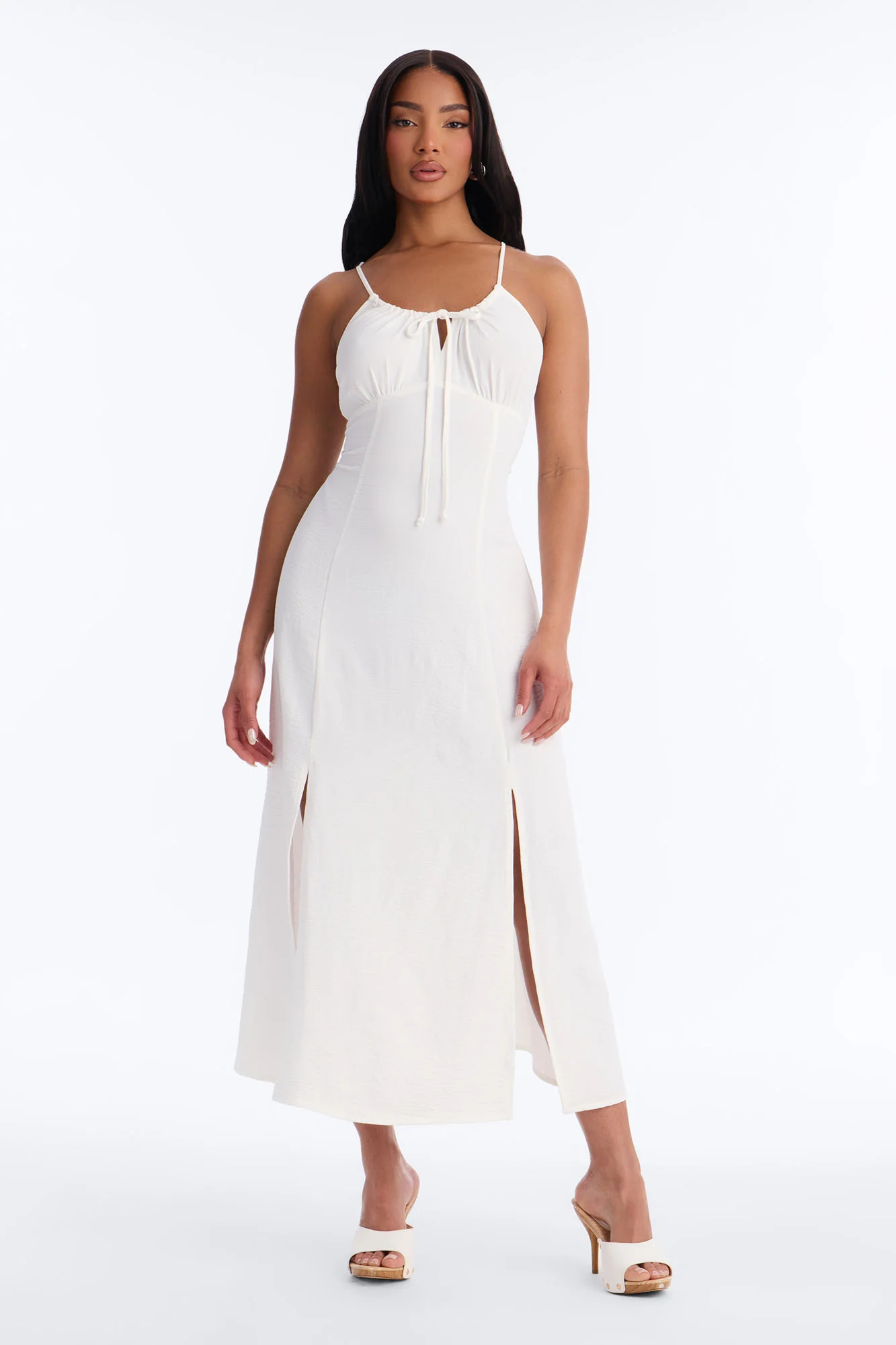 Sadie Sleeveless Airflow Maxi Dress - Cream