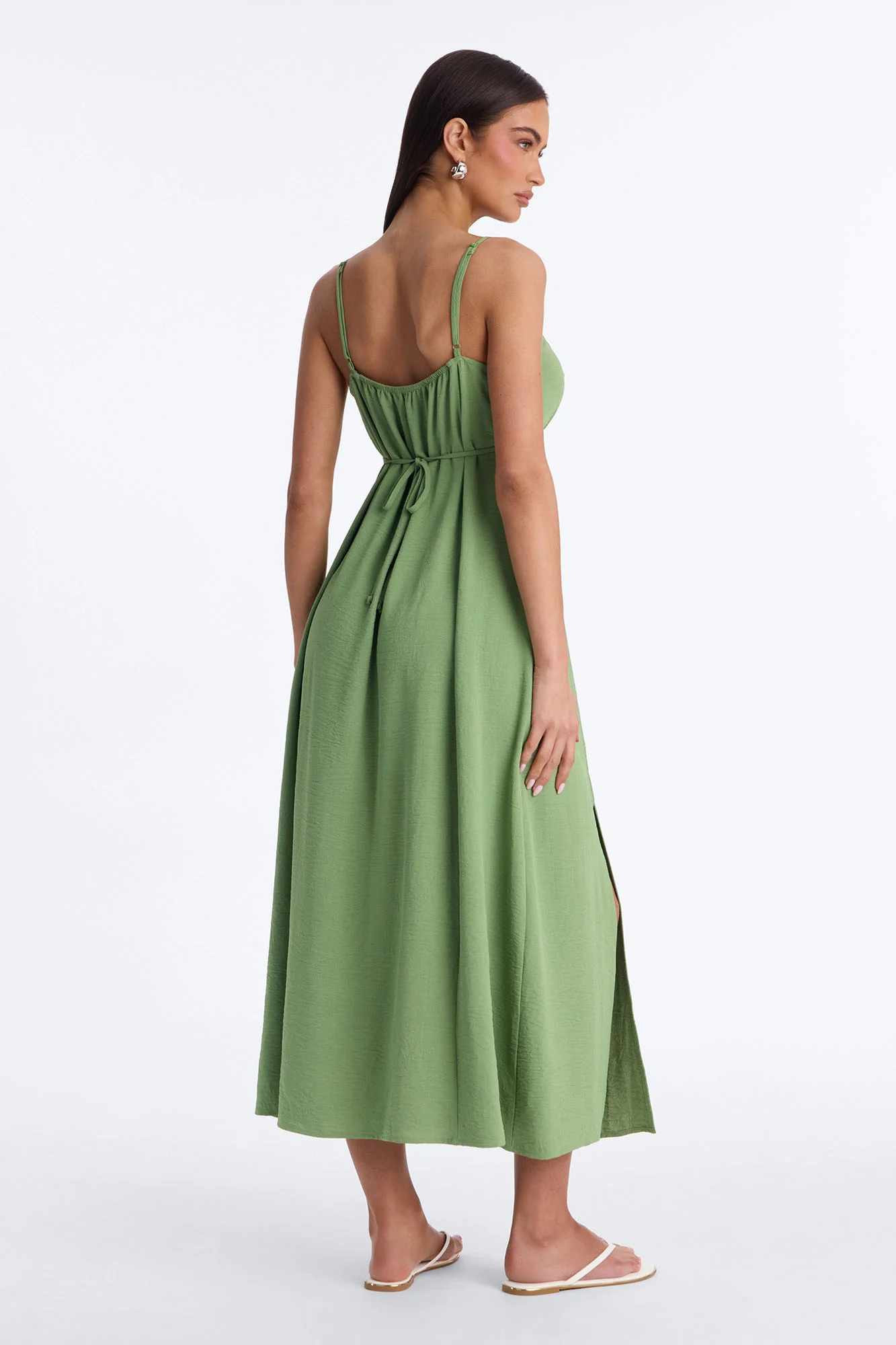 Sadie Sleeveless Airflow Maxi Dress - Olive - Image 4