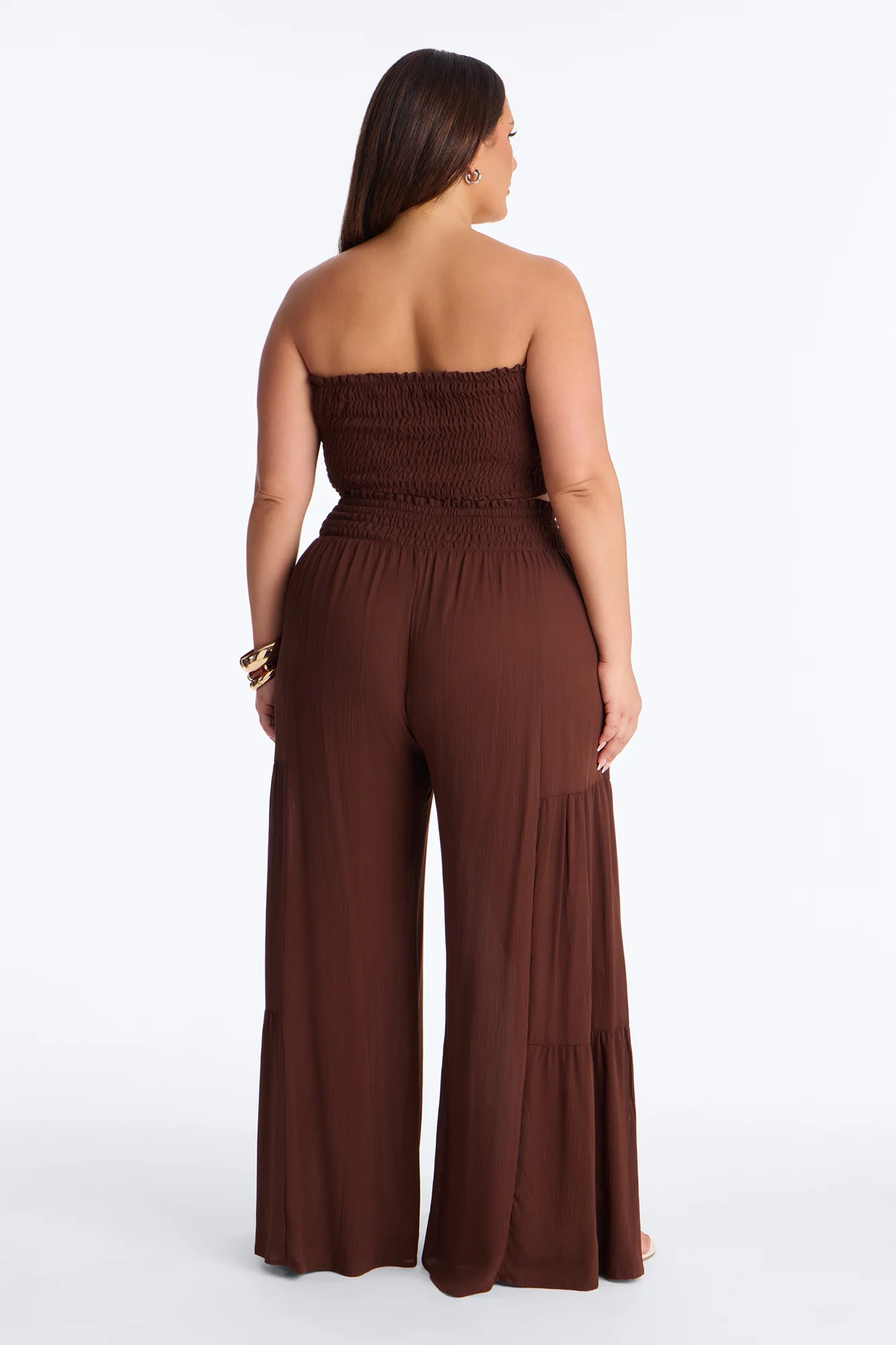 Sadie Smocked Strapless Pant Set - Chocolate - Image 7
