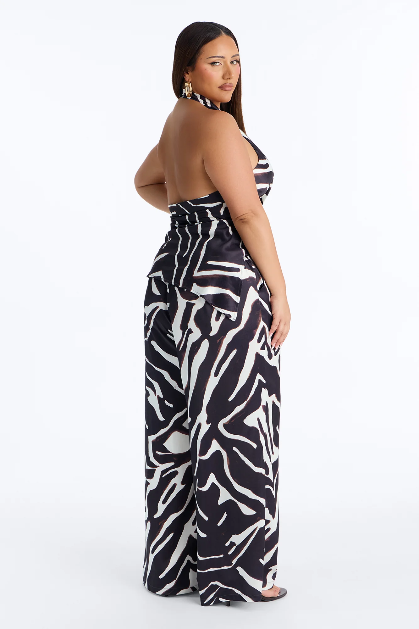 Safari Sunsets Satin Zebra Halter Top - Brown Combo - Image 9