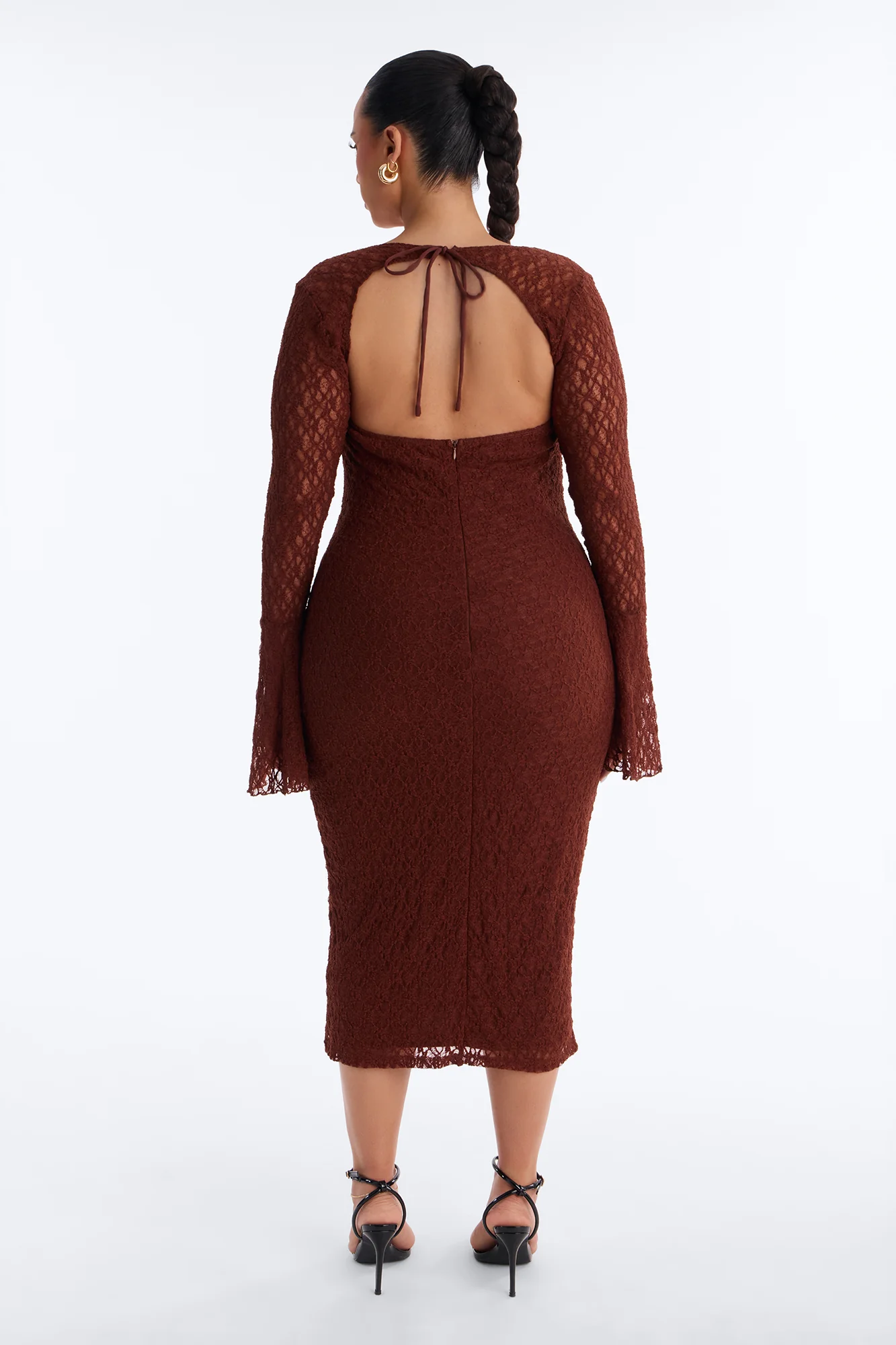 Saffron Lace Midi Dress - Chocolate - Image 7
