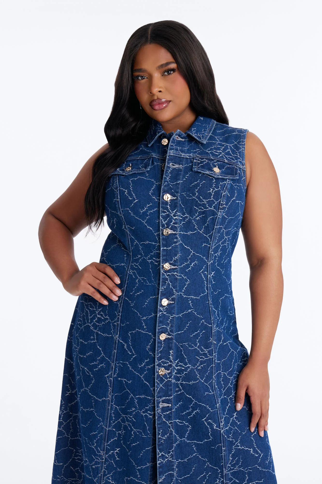 Safiya Denim Maxi Dress - Dark Wash - Image 5
