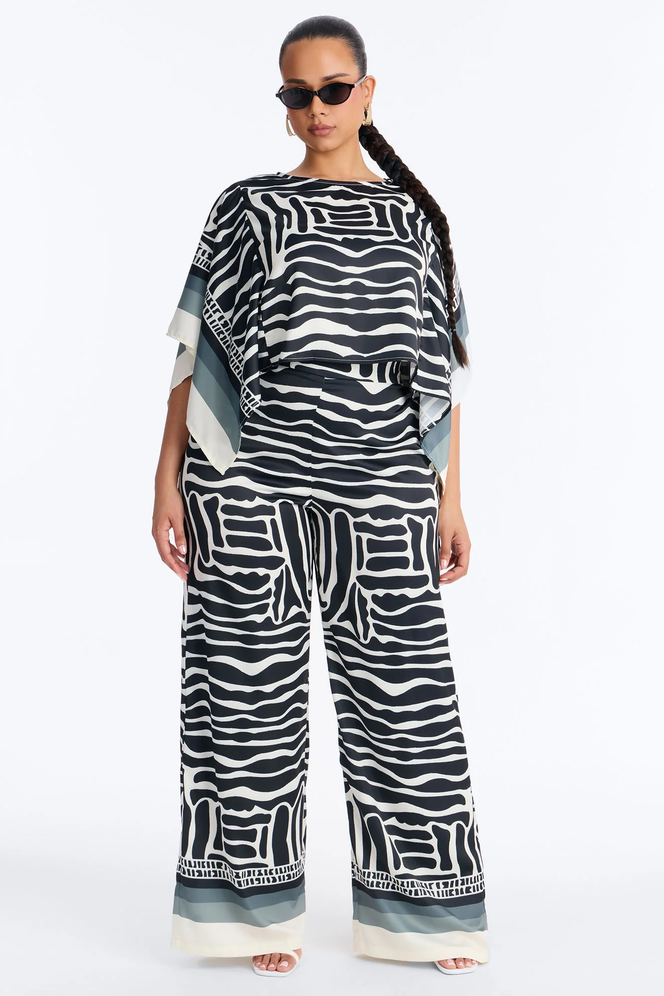 Sahara Sun Satin Pant Set - Black/combo - Image 4