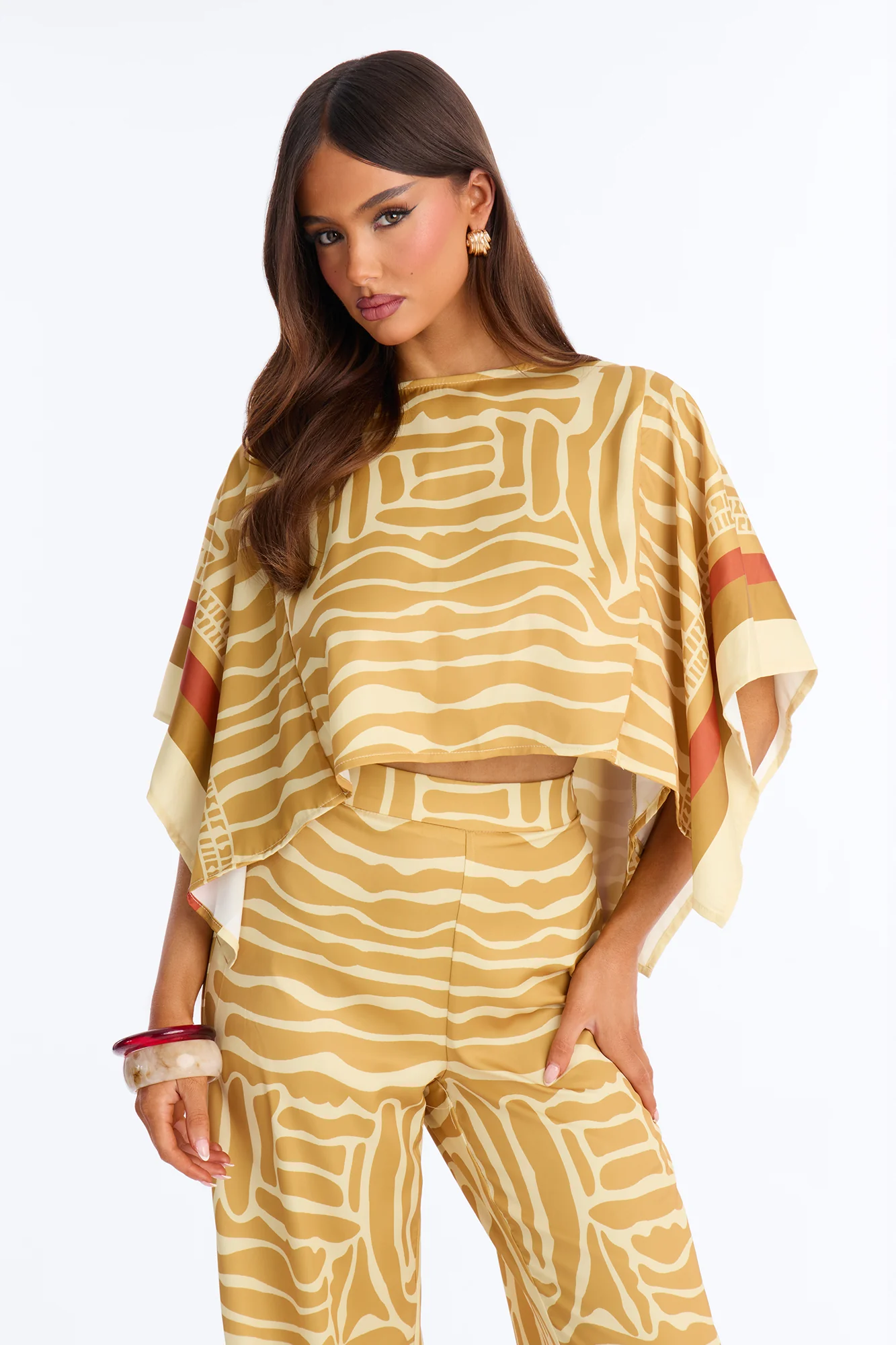 Sahara Sun Satin Pant Set - Gold - Image 2