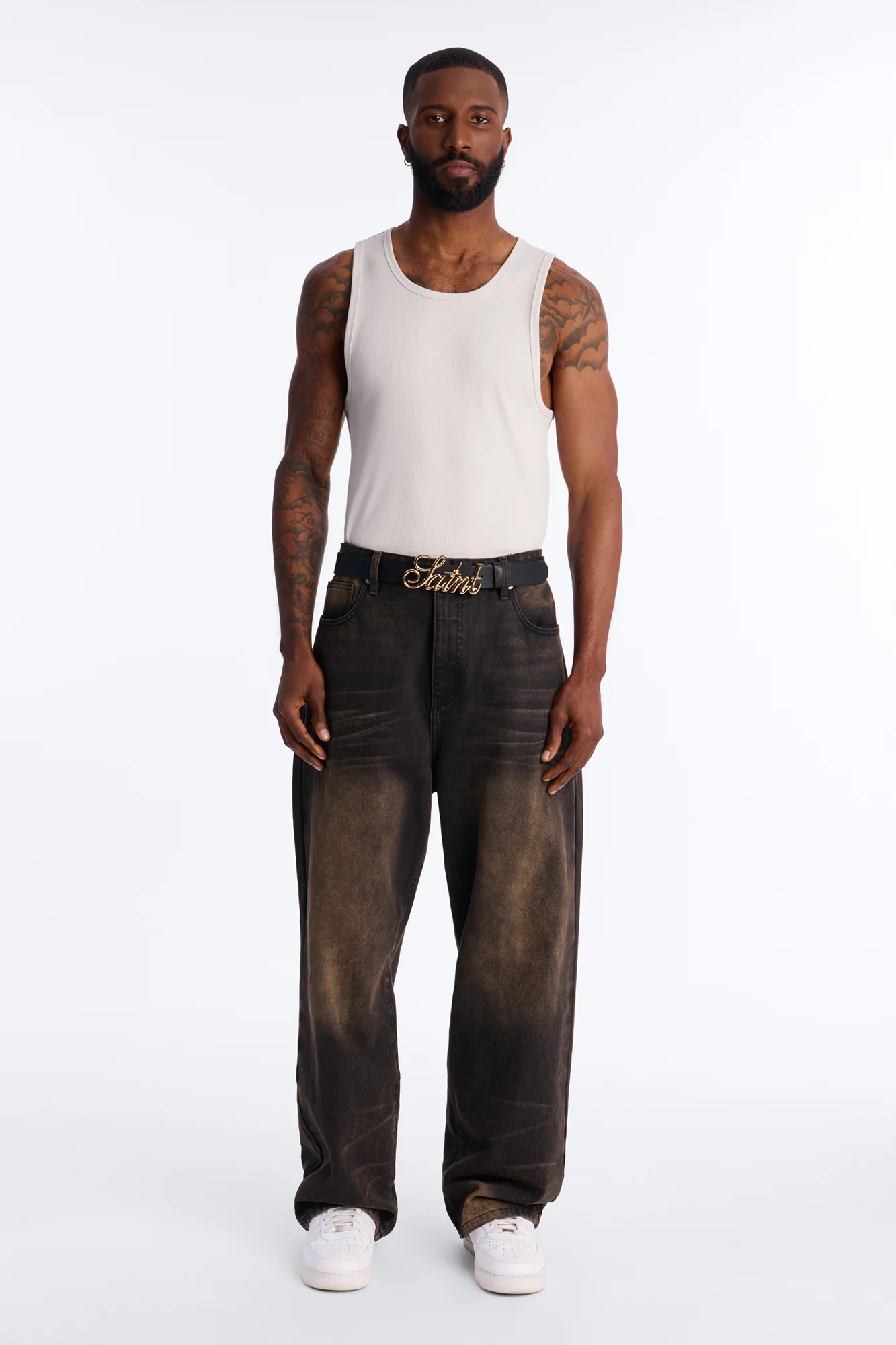 Saint Script Buckle Belt - Black/Gold - Image 2