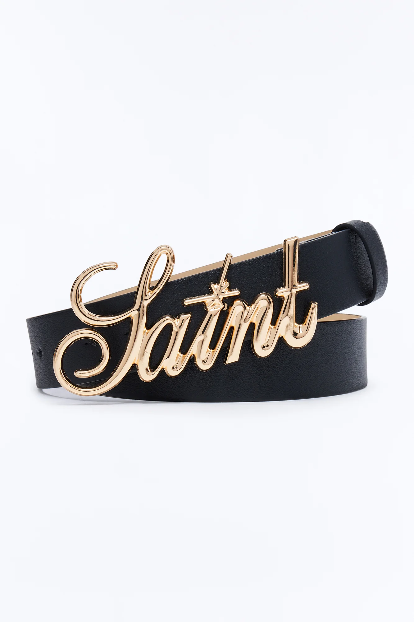 Saint Script Buckle Belt - Black/Gold - Image 3