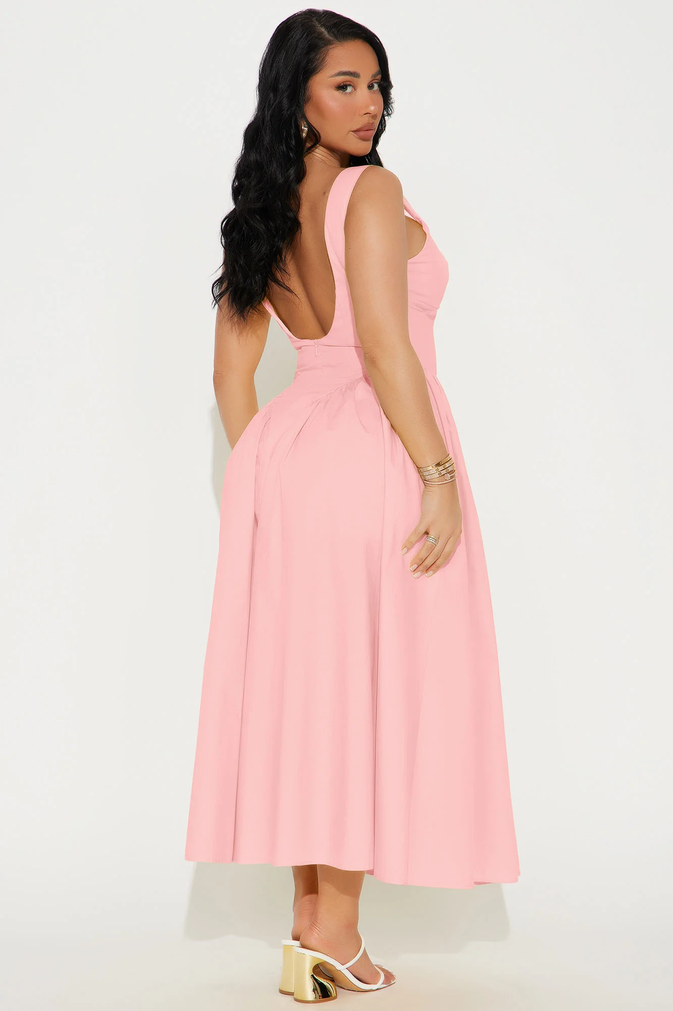 Saint Tropez Poplin Midi Dress - Pink - Image 3
