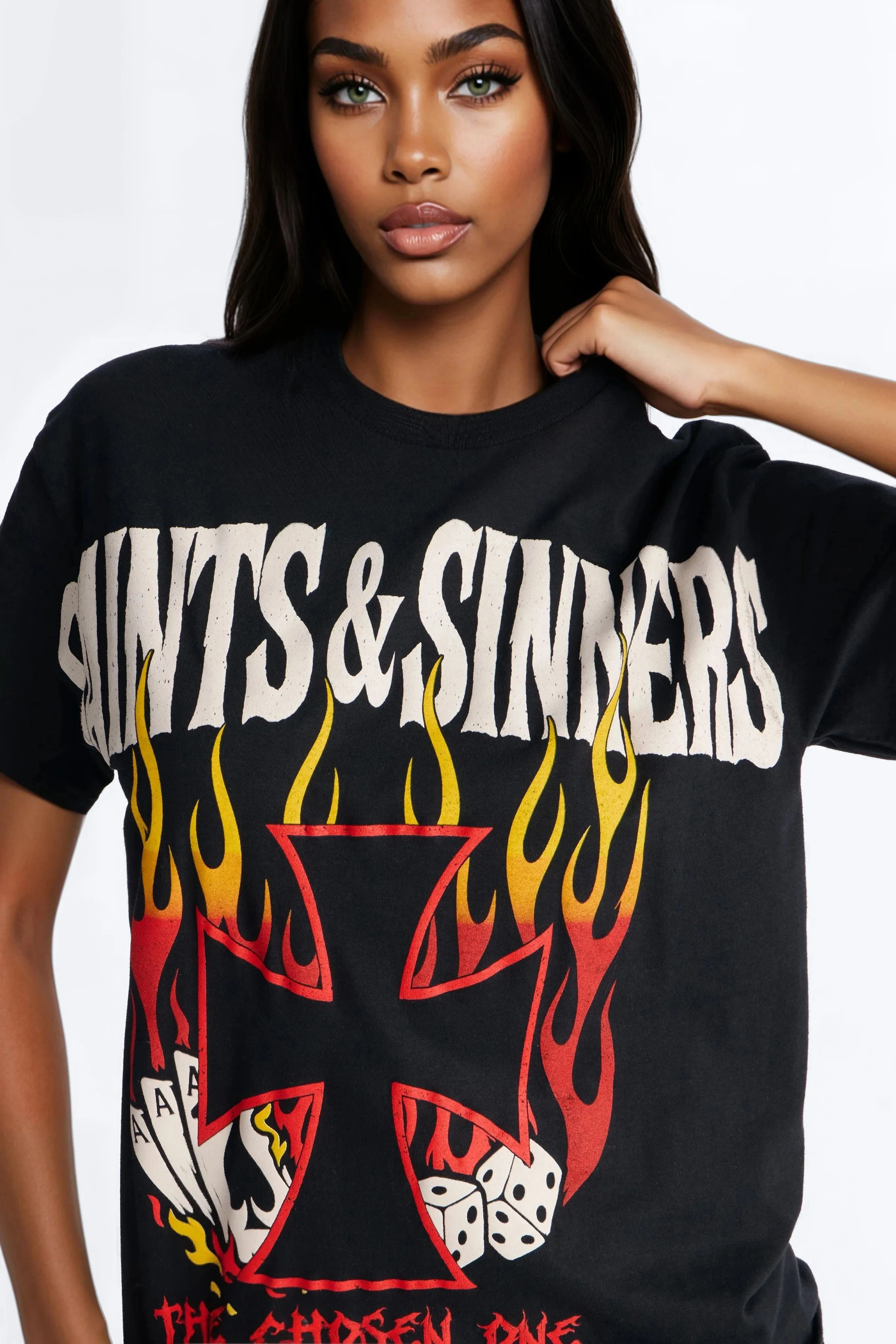 Saints and Sinners Flames Tee - Black - Image 3