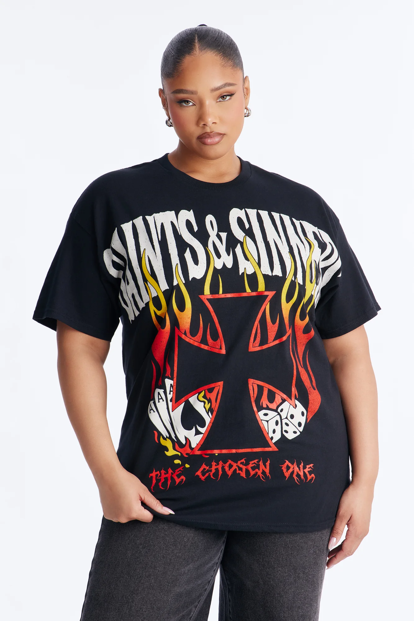 Saints and Sinners Flames Tee - Black - Image 4