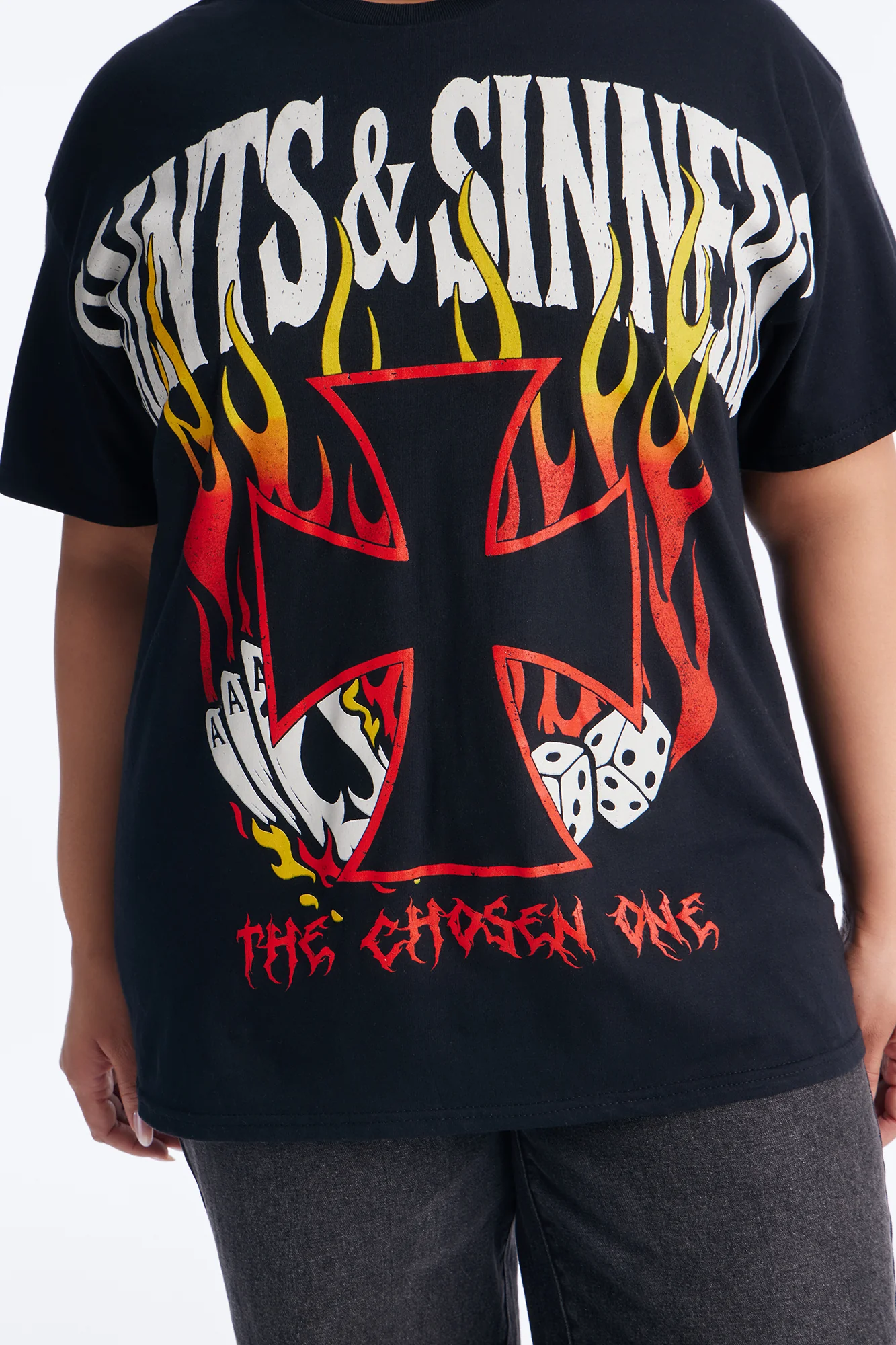 Saints and Sinners Flames Tee - Black - Image 6