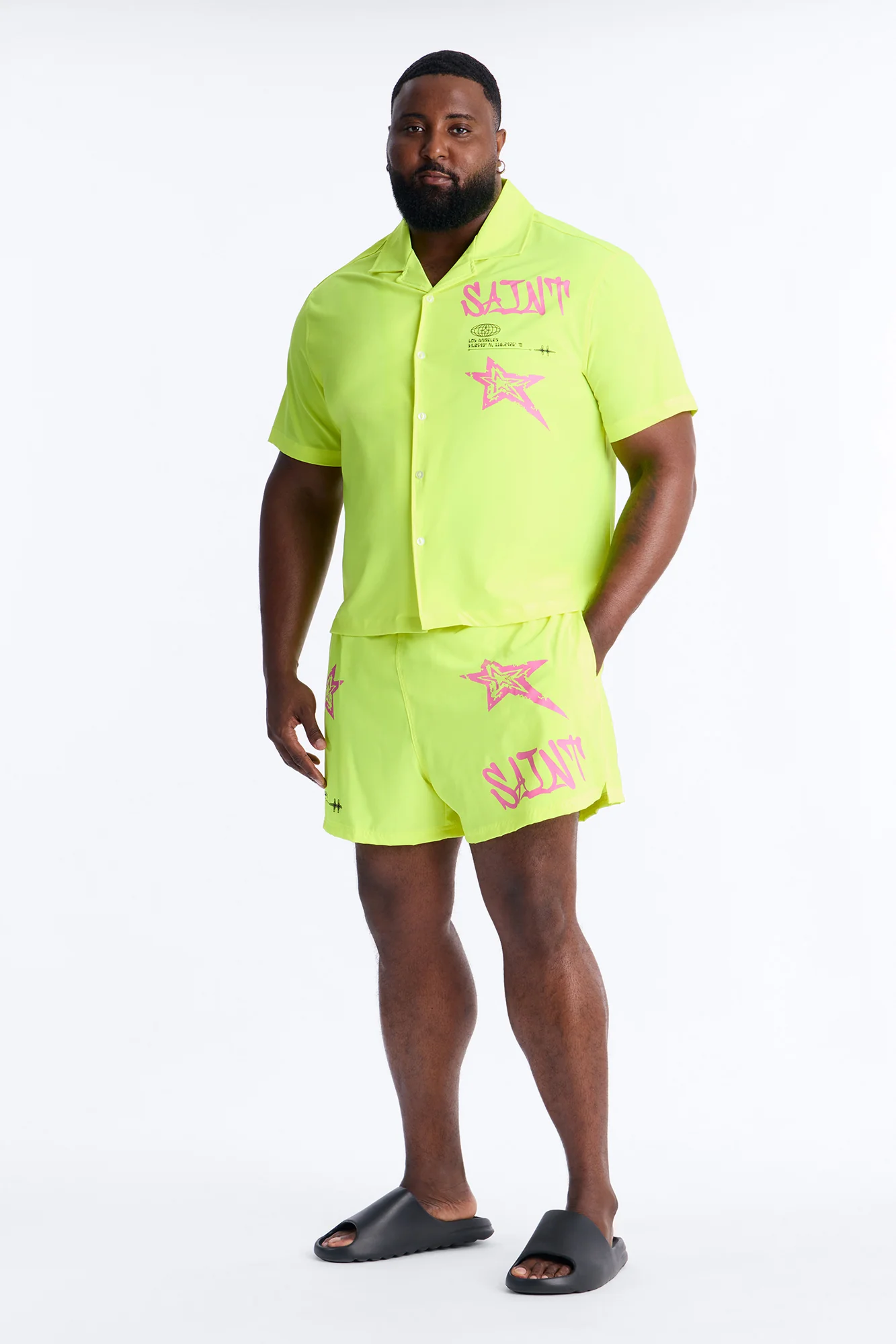 Saints And Stars Swim Trunk 4″ - Yellow - Image 7