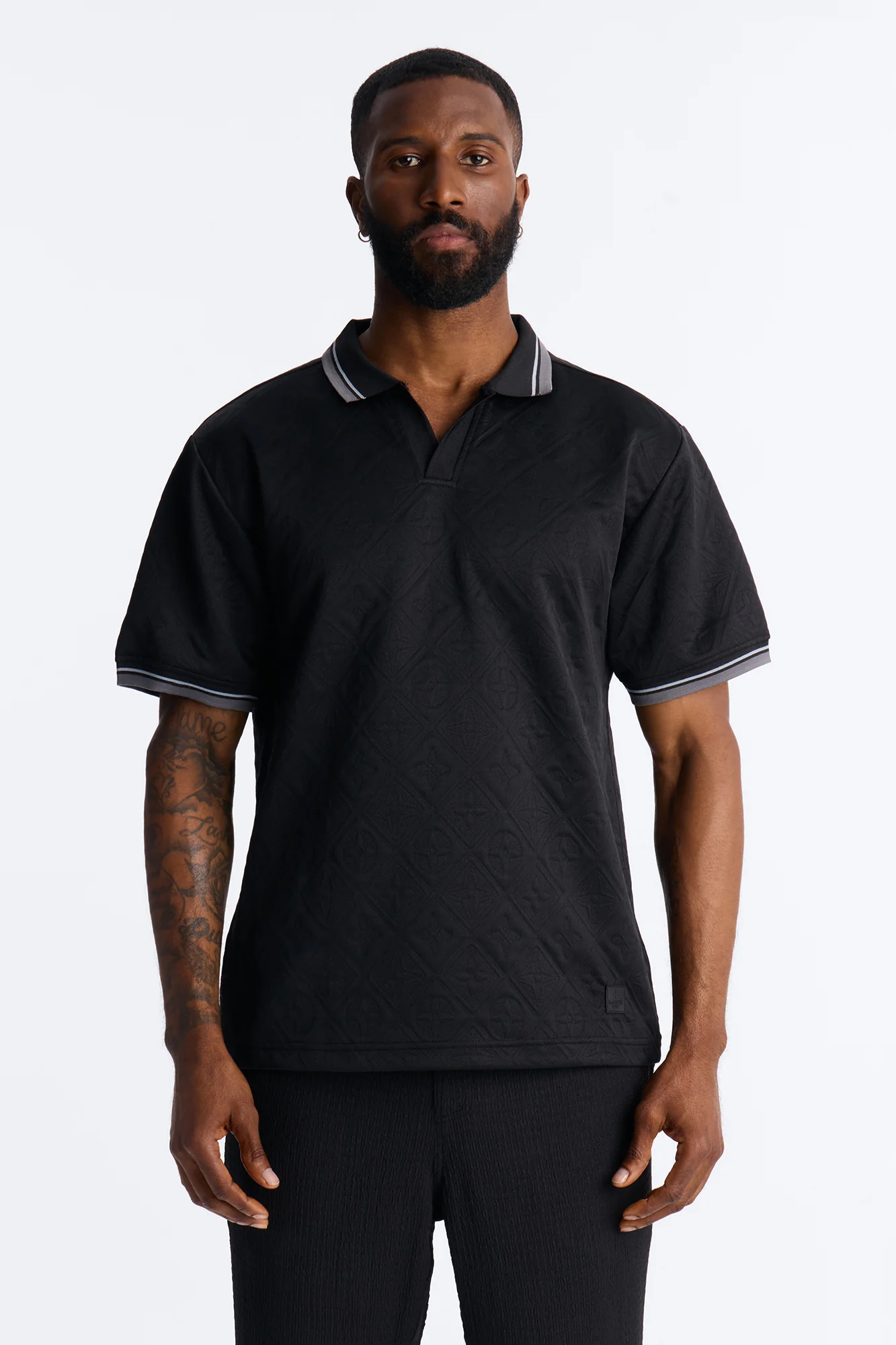 Saints Diamond Star Johnny Collar Polo - Black
