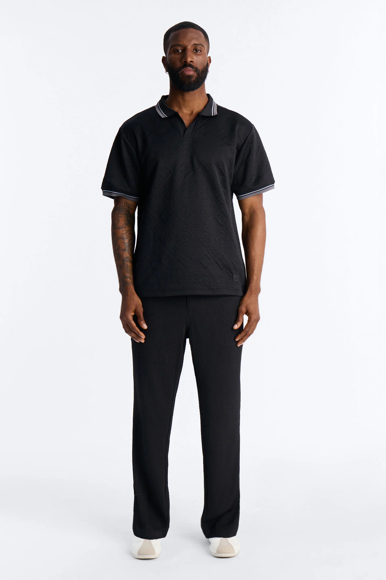Saints Diamond Star Johnny Collar Polo - Black - Image 2