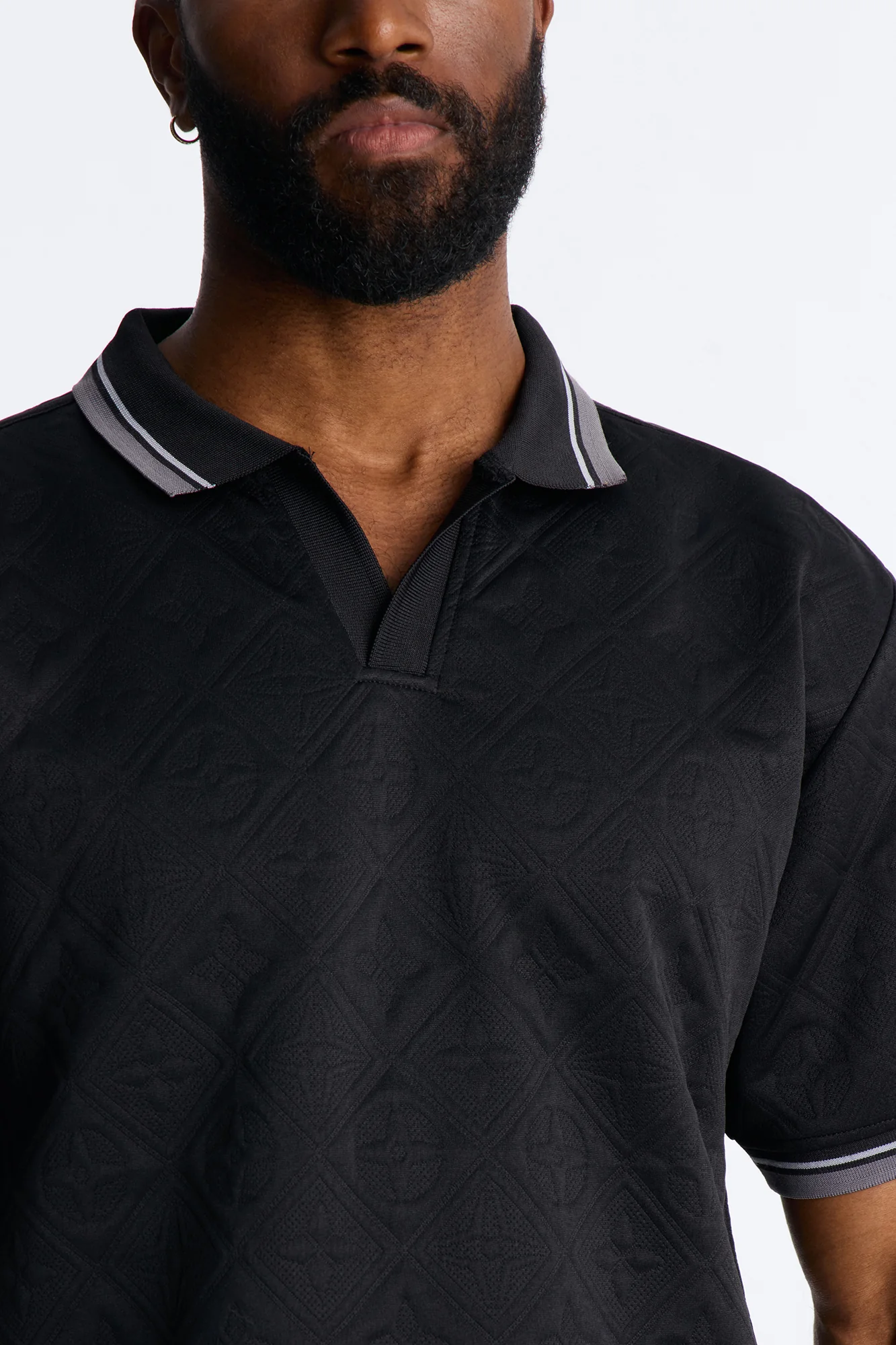 Saints Diamond Star Johnny Collar Polo - Black - Image 3
