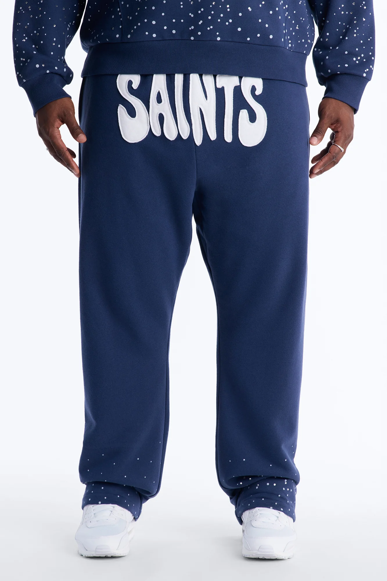 Saints Rhinestones Sweatpants - Navy - Image 5