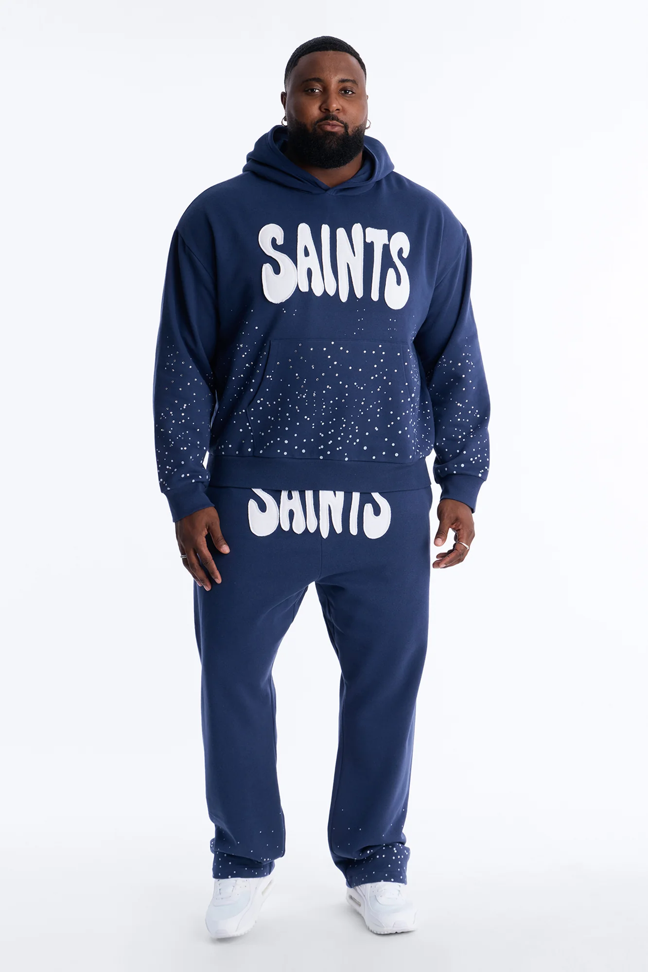 Saints Rhinestones Sweatpants - Navy - Image 6
