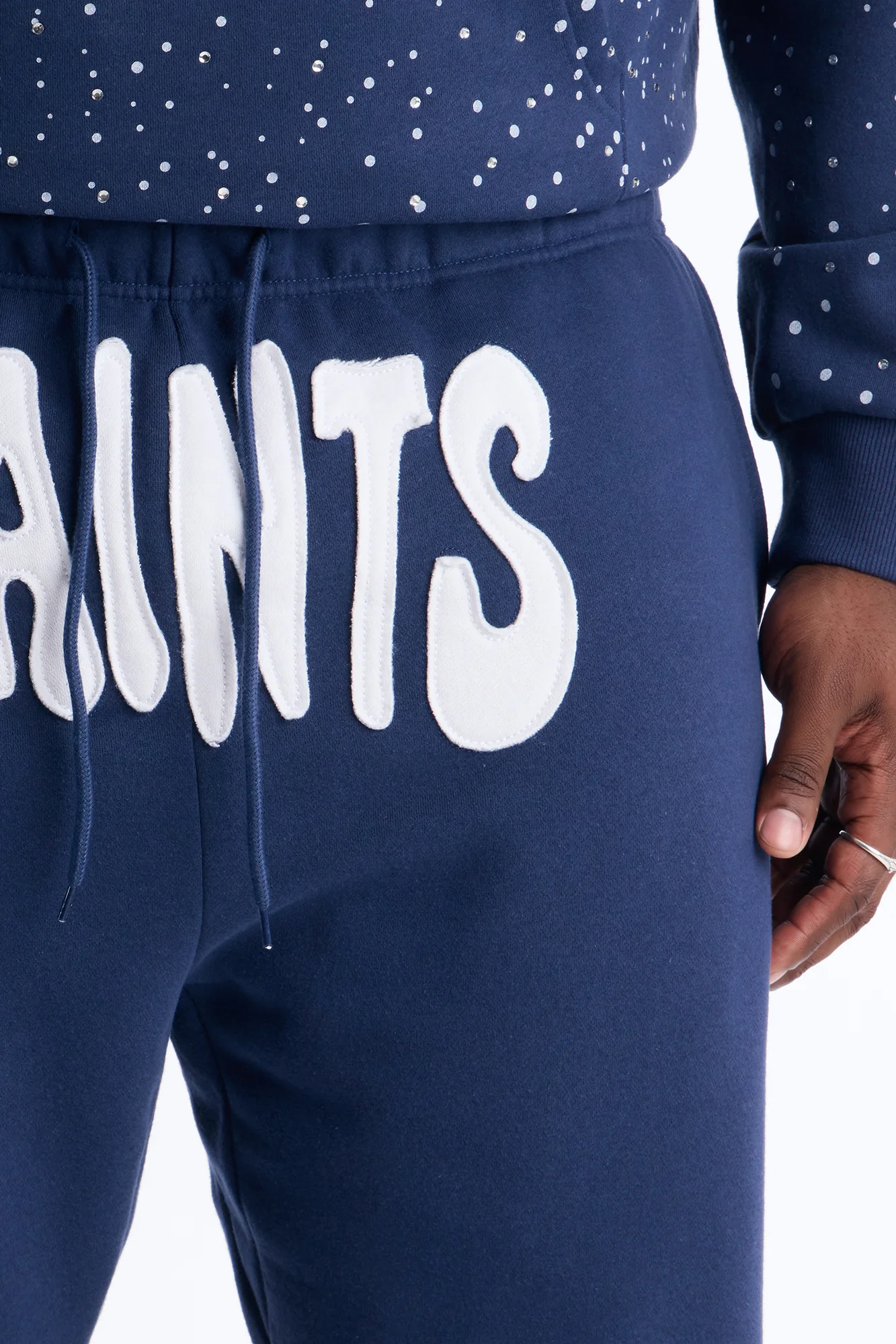 Saints Rhinestones Sweatpants - Navy - Image 7