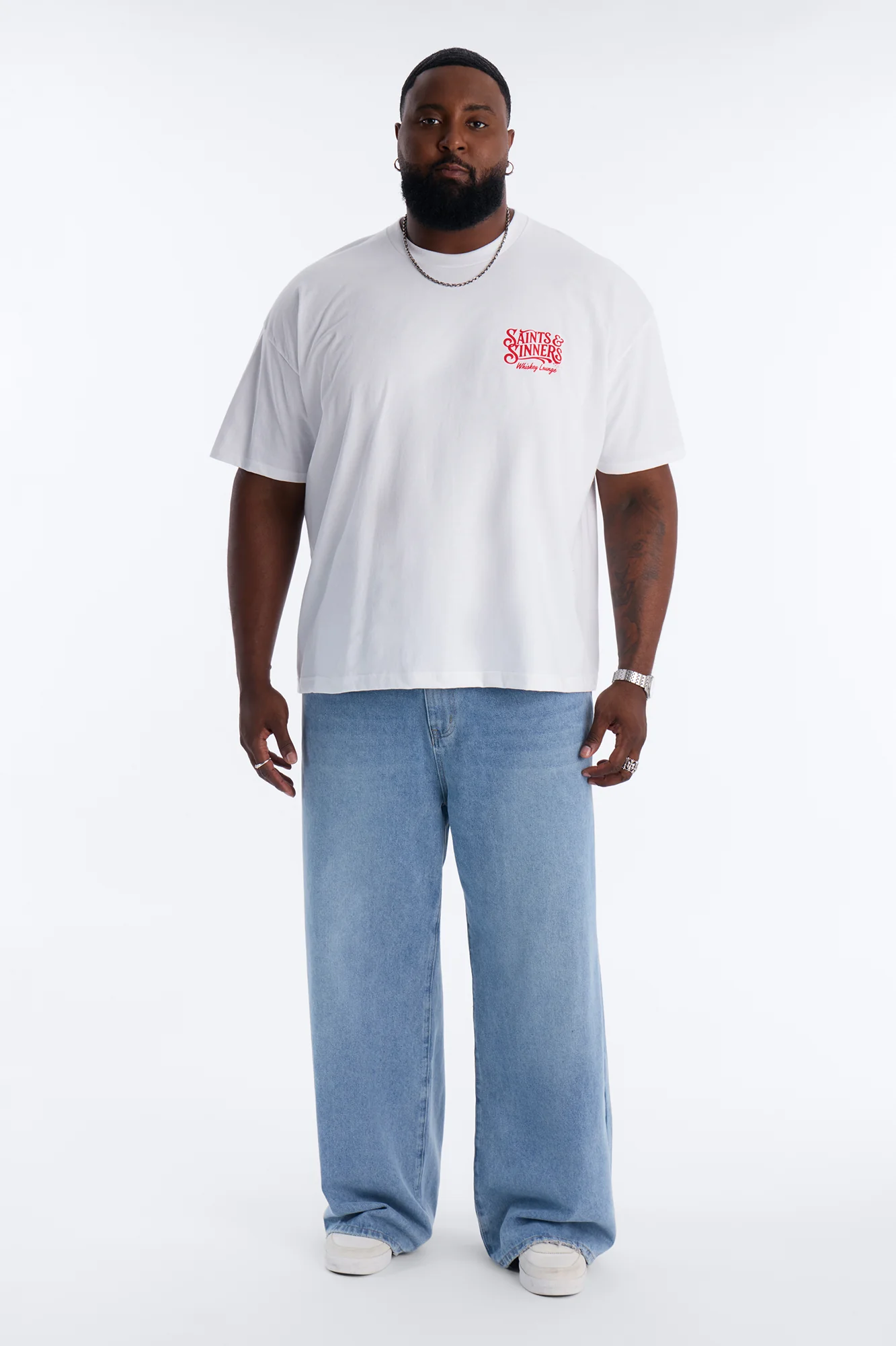 Saints & Sinners Boxy Short Sleeve Tee - White - Image 5