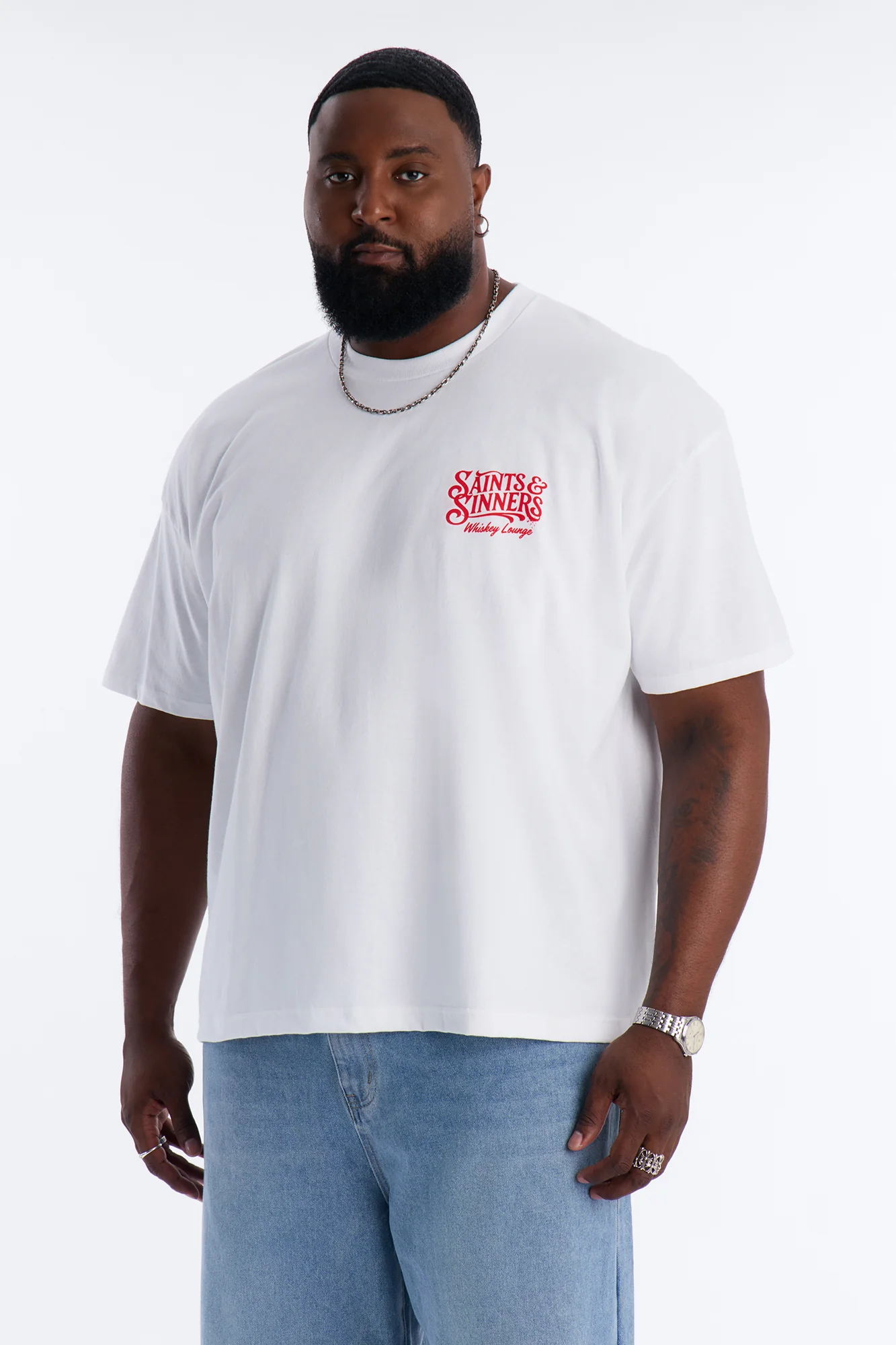 Saints & Sinners Boxy Short Sleeve Tee - White - Image 7
