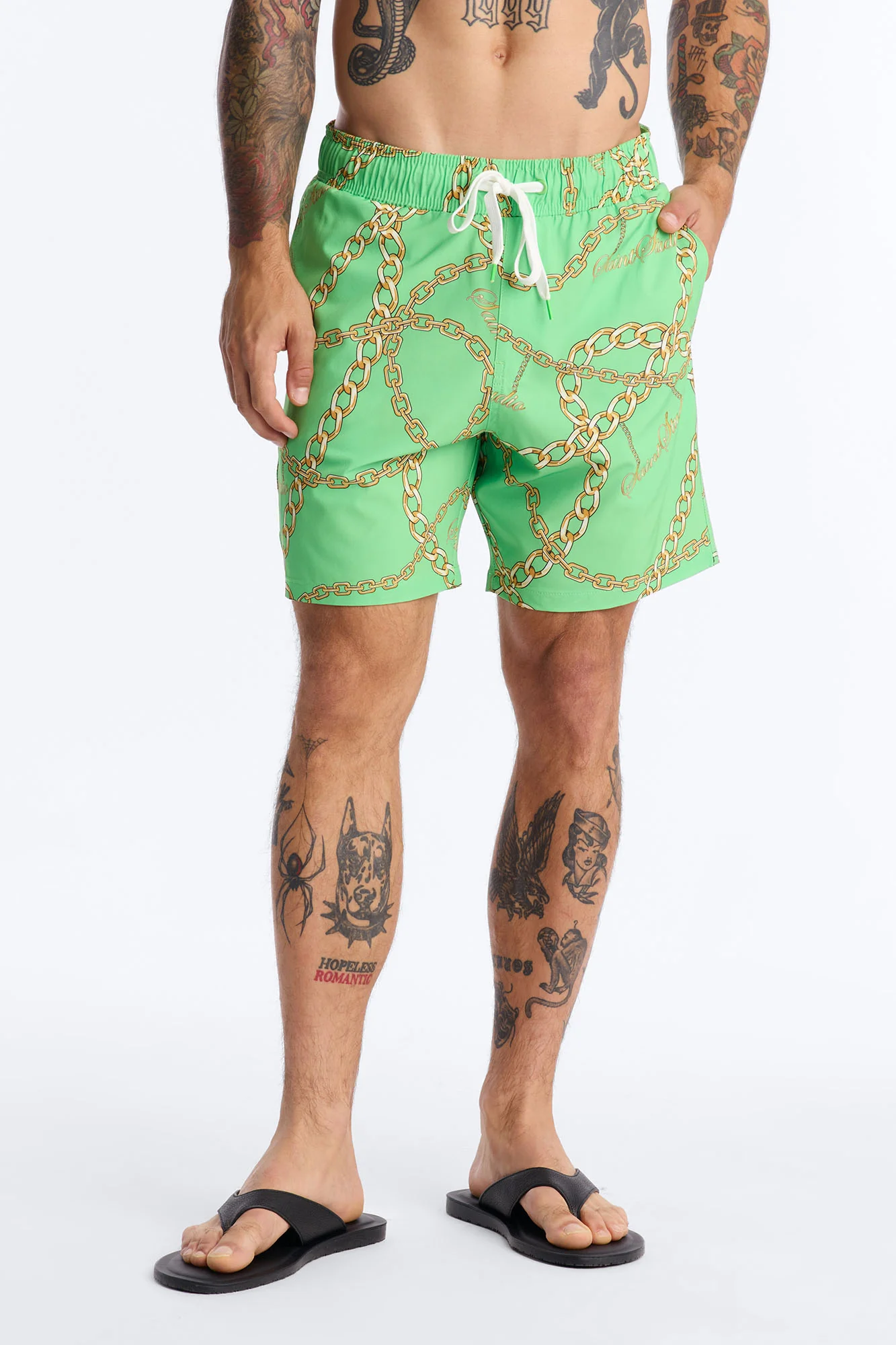 Saints Studio Linked Swim Trunk 7″ - Green