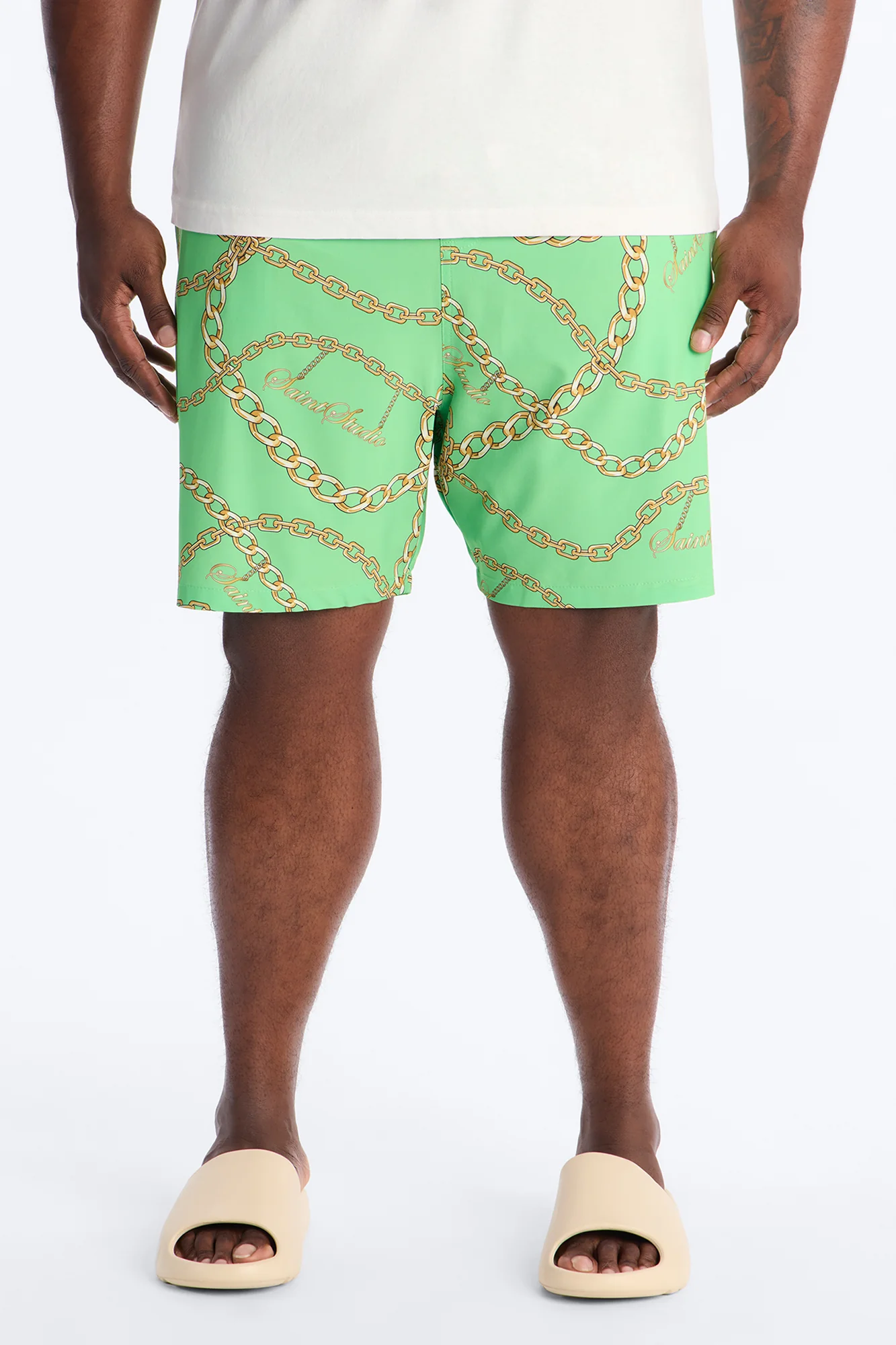 Saints Studio Linked Swim Trunk 7″ - Green - Image 5