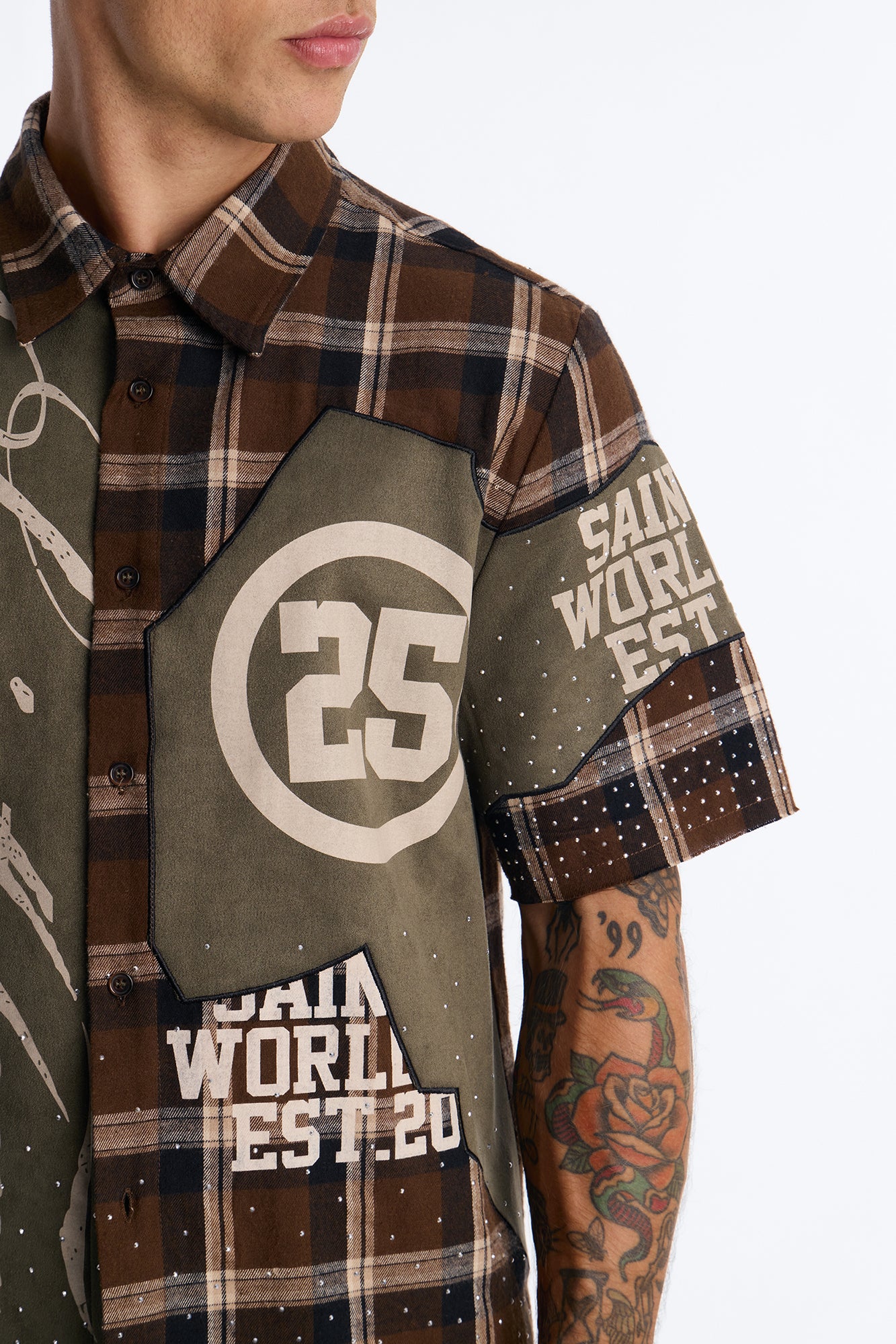 Saints Tears Plaid Button Up Shirt - Brown/combo - Image 3