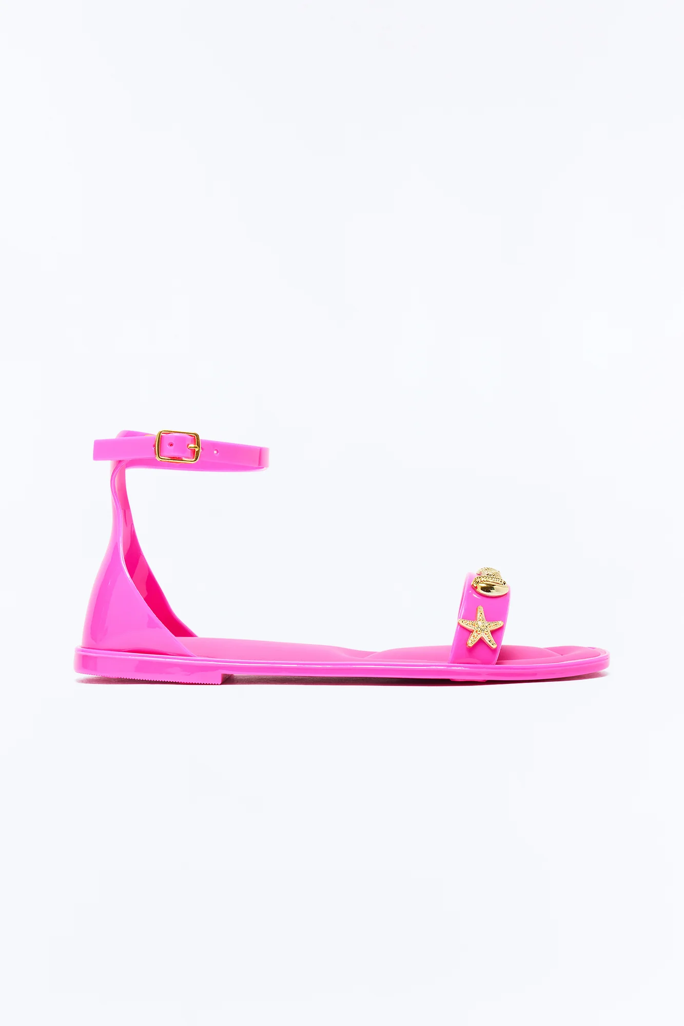 Sake Hardware Jelly Ankle Strap Sandals - Hot Pink
