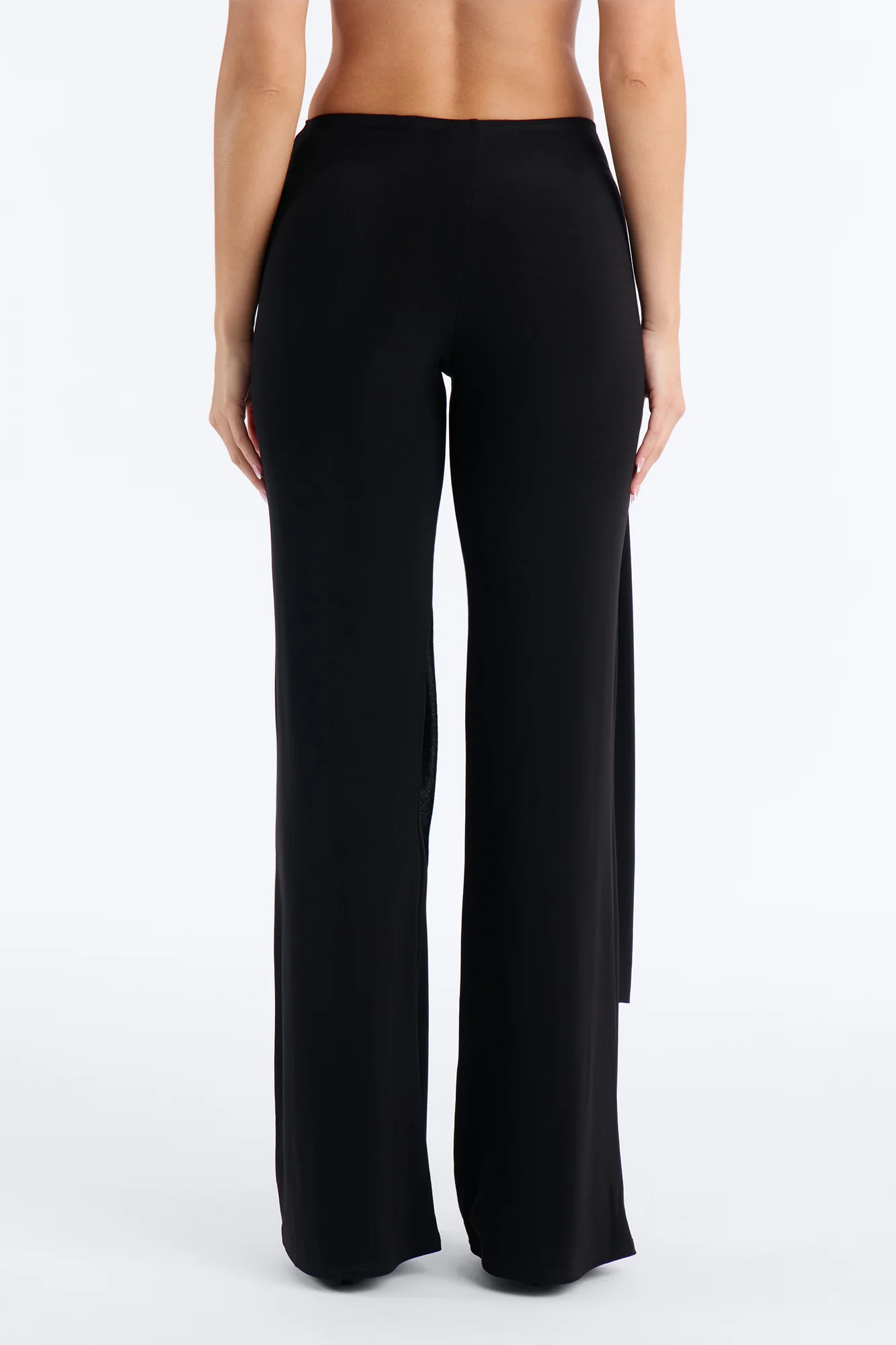 Sakura High Rise Tie Waist Flare Pants - Black - Image 4