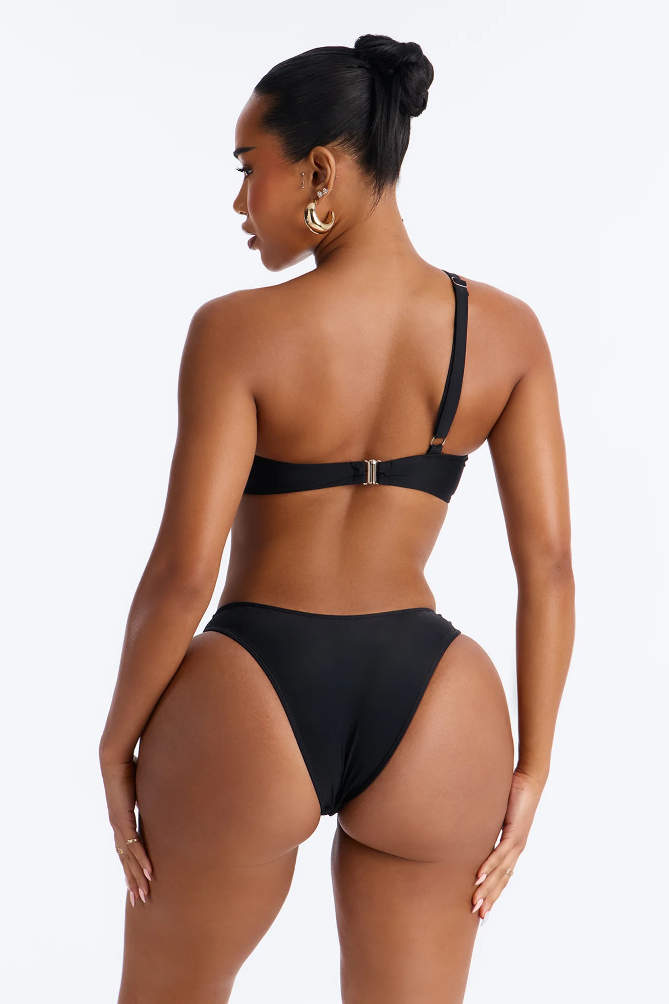 Salara One Shoulder Hardware 1 Piece Swimsuit - Black - Image 5