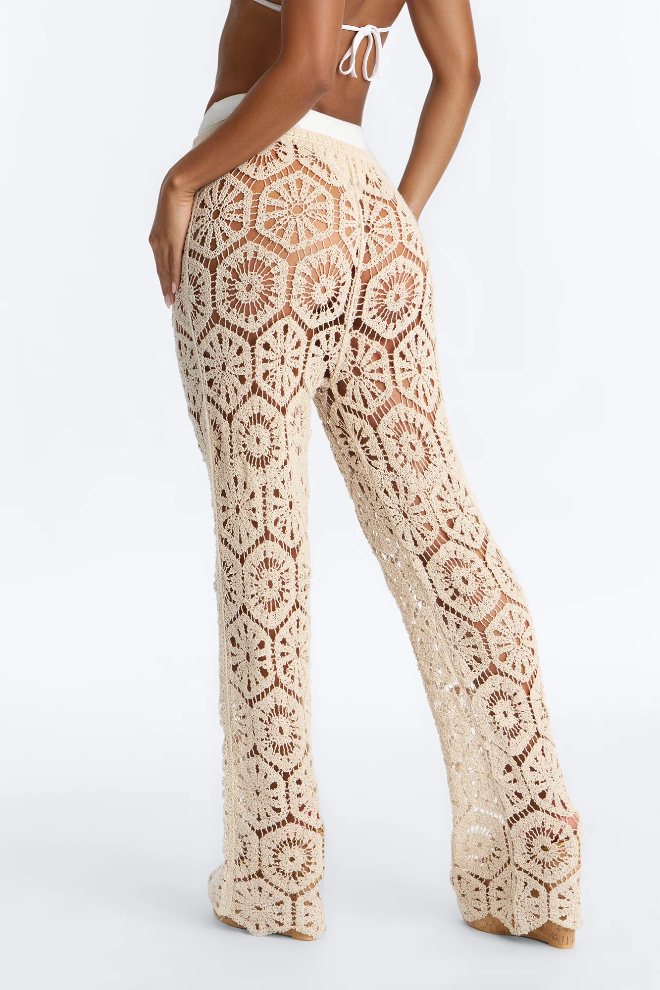 Salina Crochet Cover Up Pants - Cream - Image 4