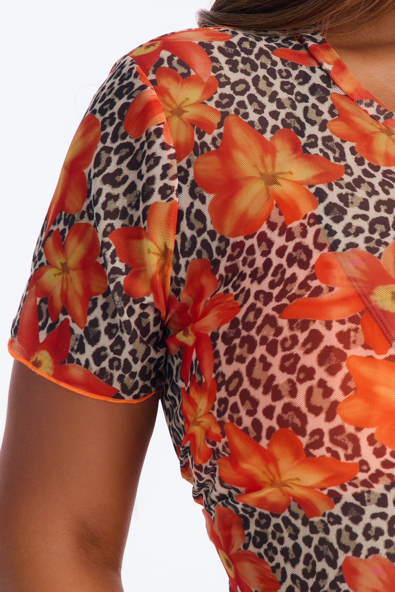 Sally Leopard Floral 2 Piece Bikini & Cover Up Top - Orange/combo - Image 5