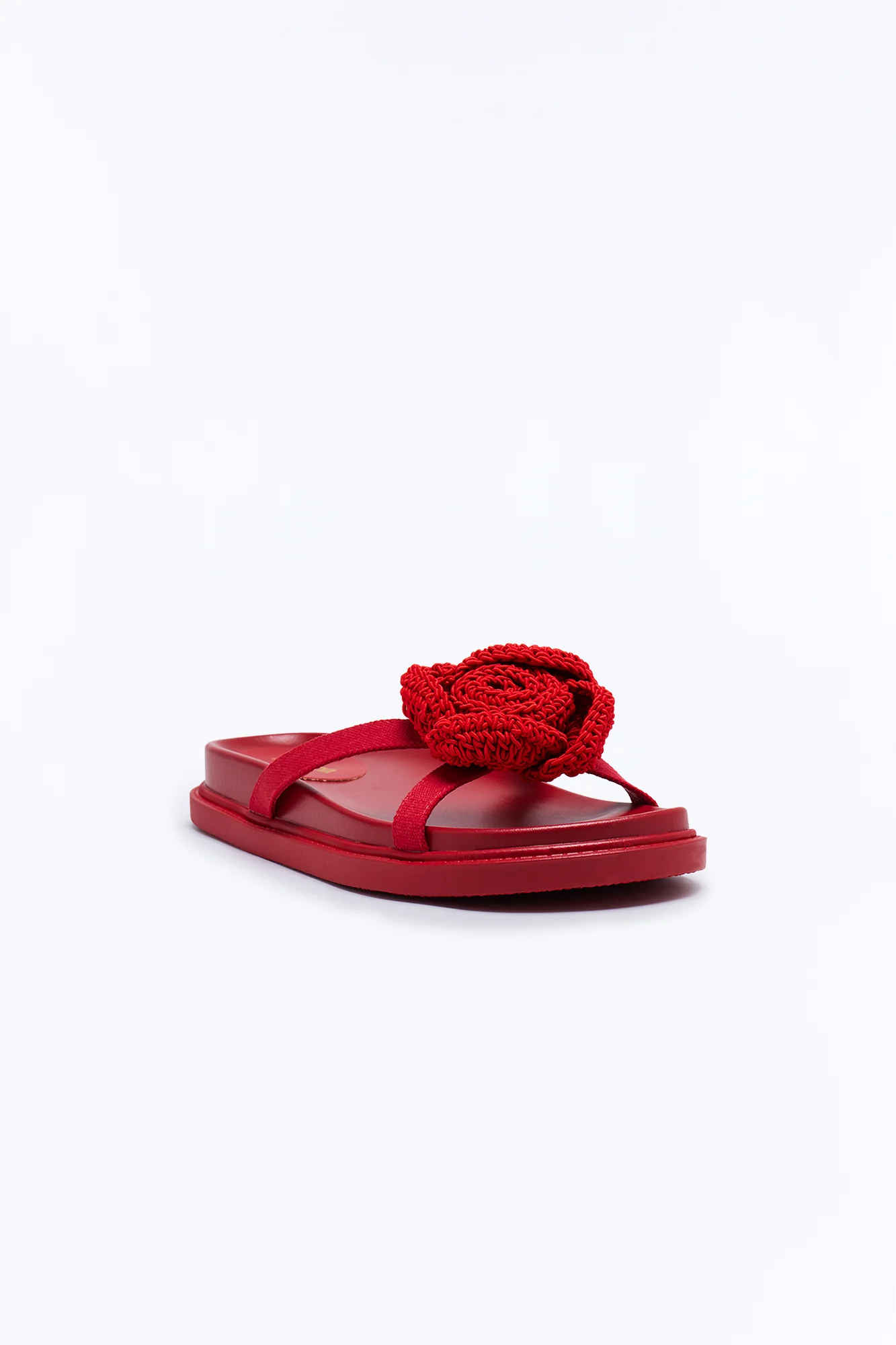 Salomi Knit Flower Sandals - Red - Image 2